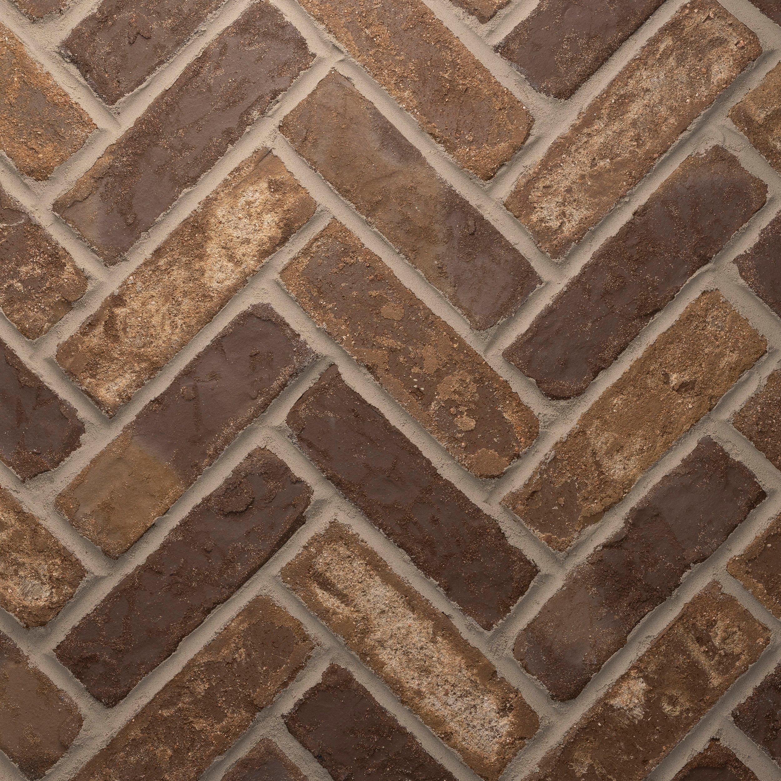 Chestnut Thin Brick Herringbone Panel