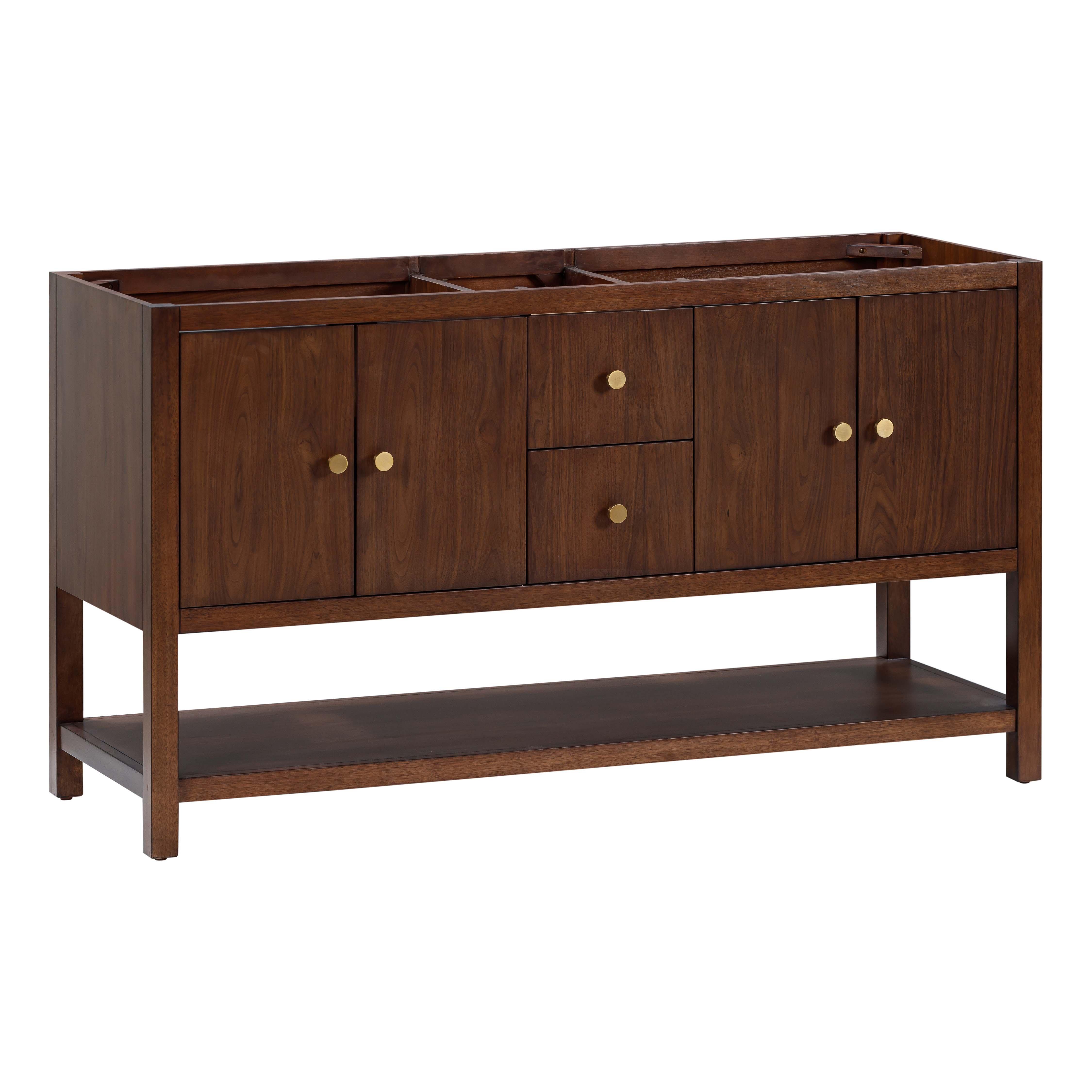 Zora 60 in. Walnut Brown Double Vanity Base
