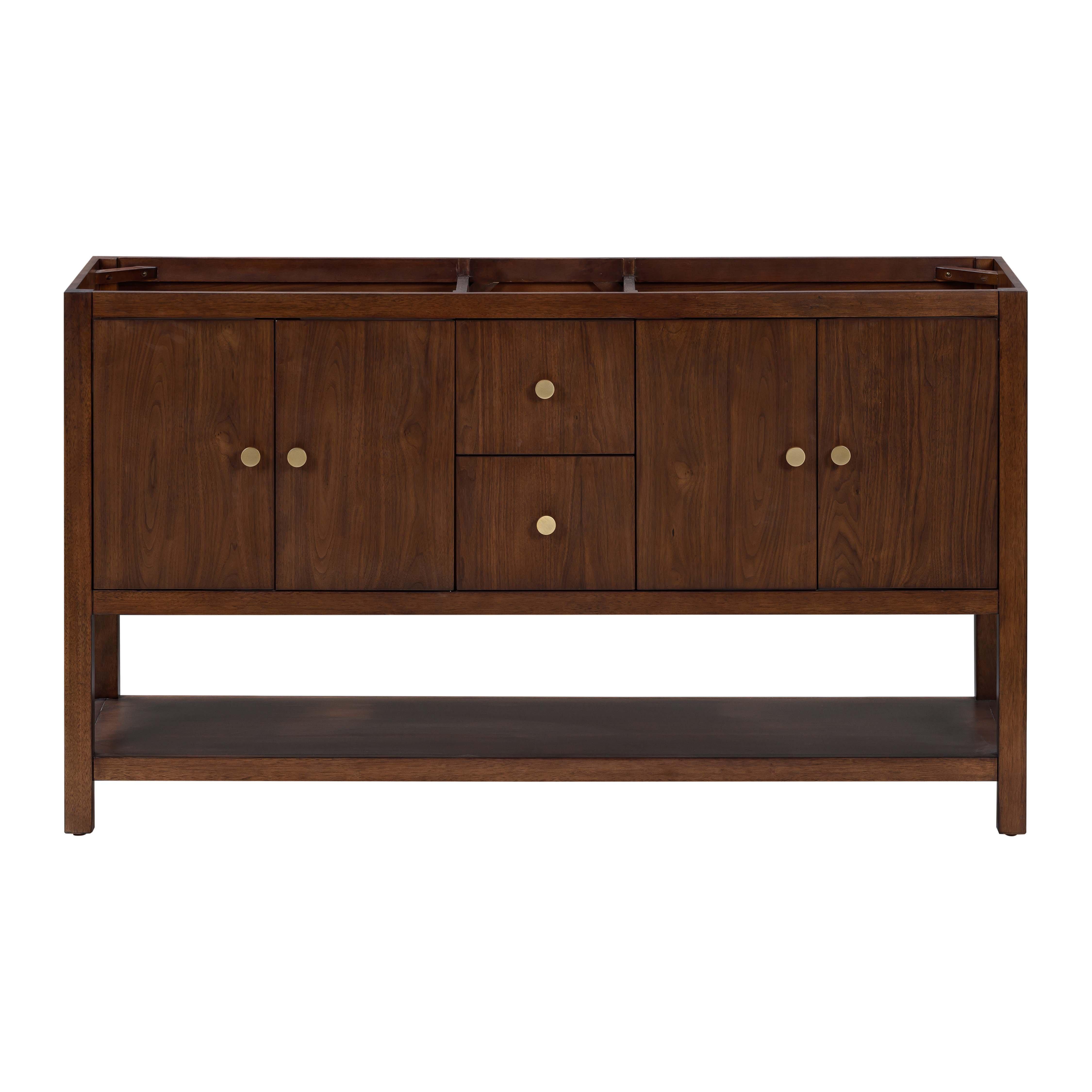 Zora 60 in. Walnut Brown Double Vanity Base