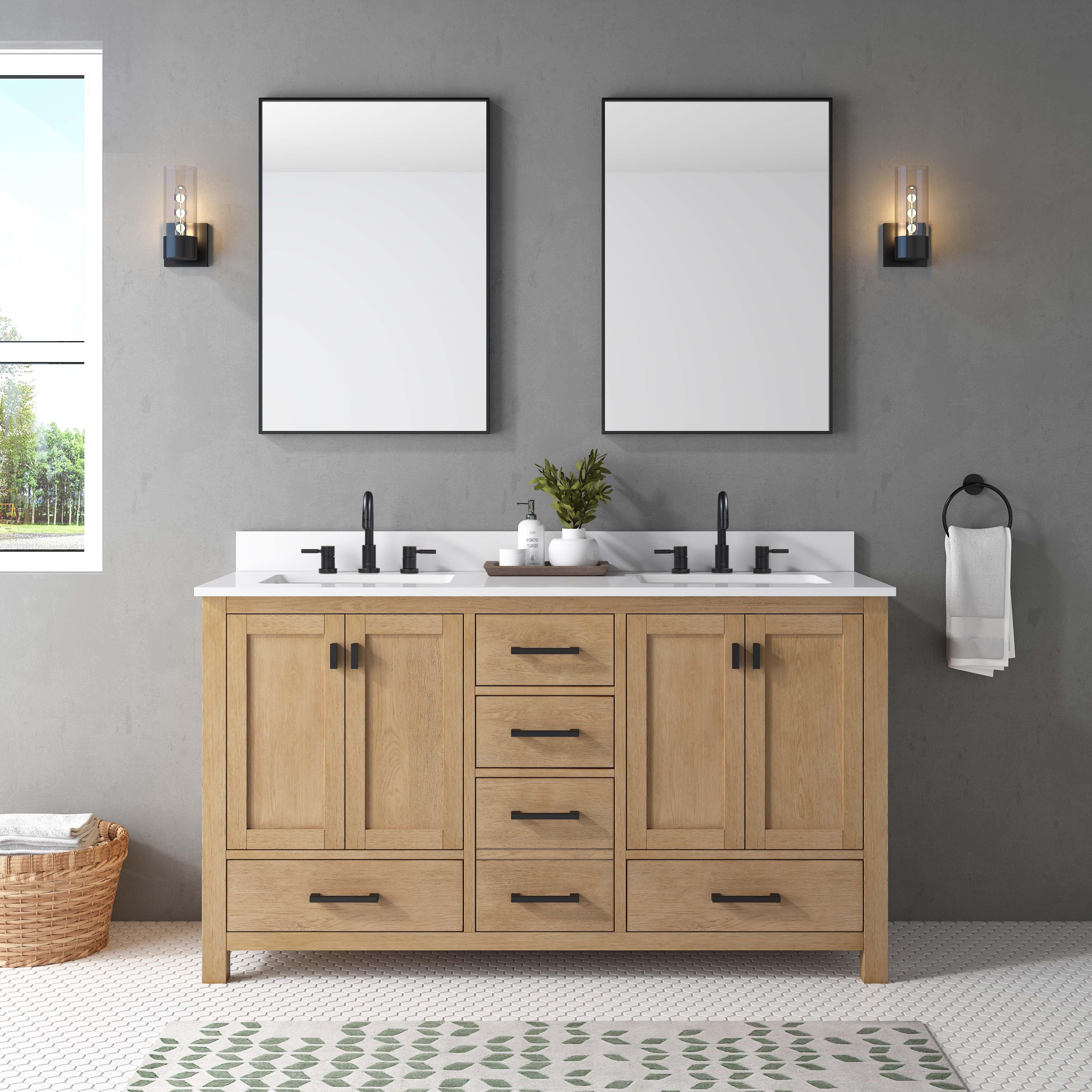 Kent 61 in. Natural Oak Vanity with Calacatta Engineered Top