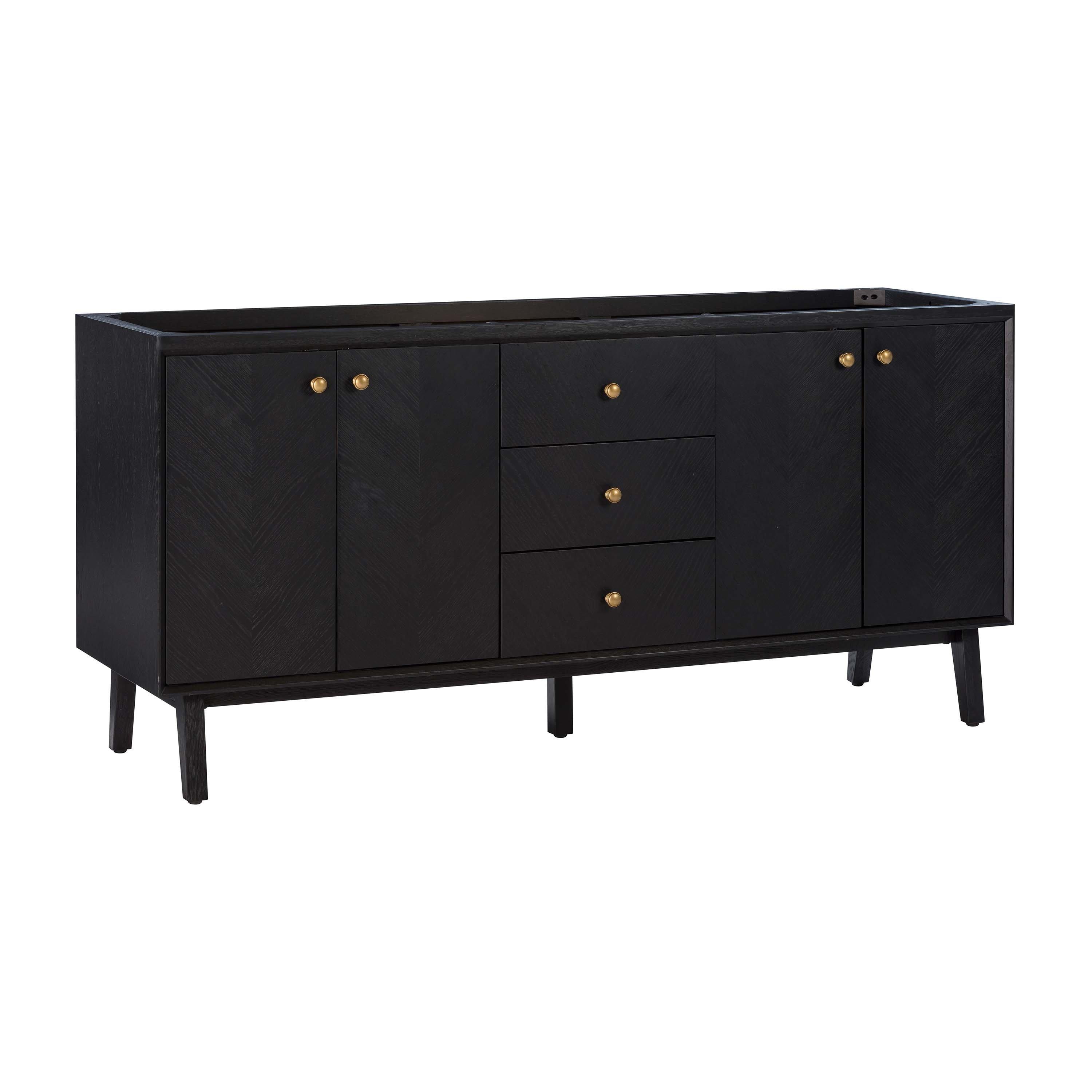 Adrian 72 in. Black Oak Double Vanity Base