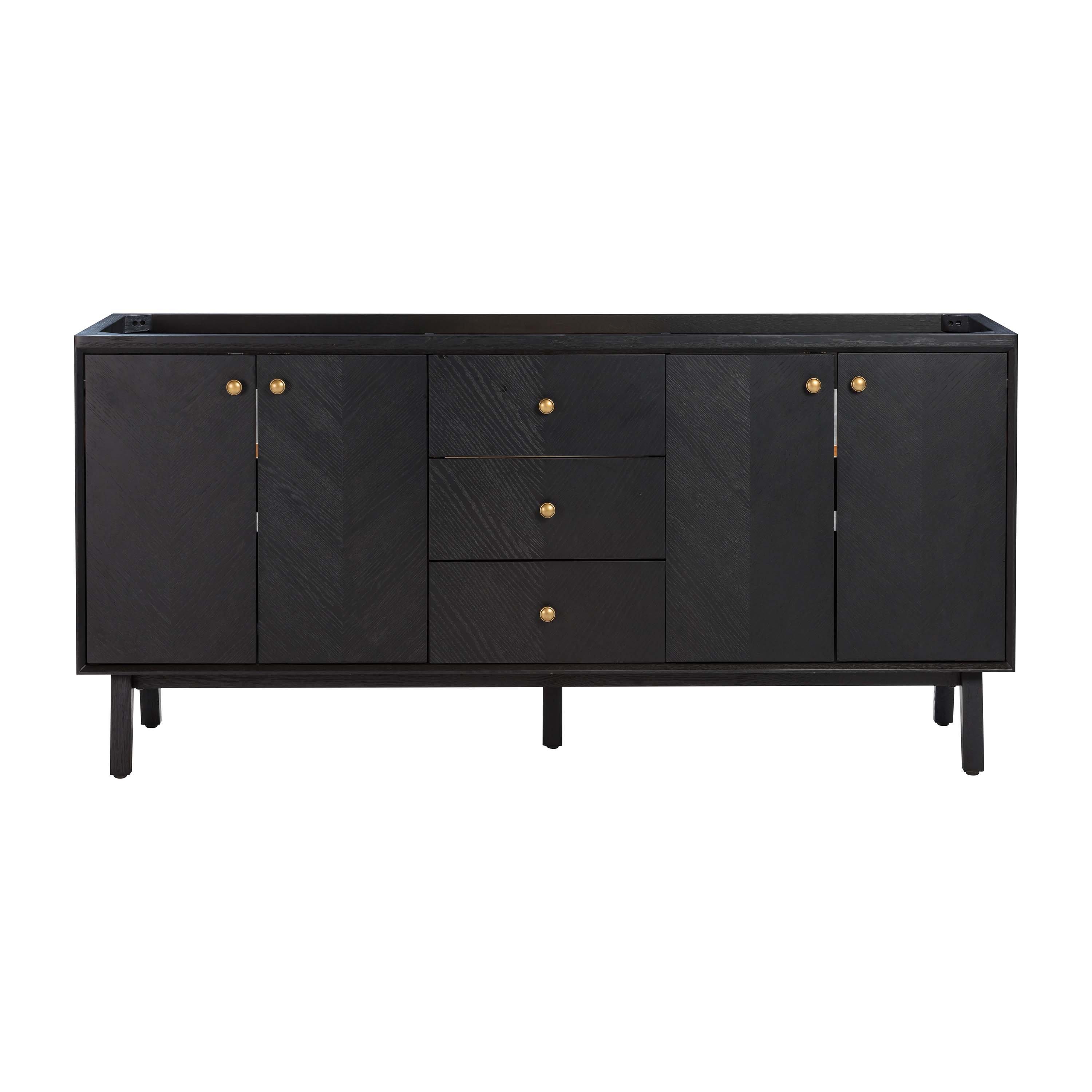 Adrian 72 in. Black Oak Double Vanity Base