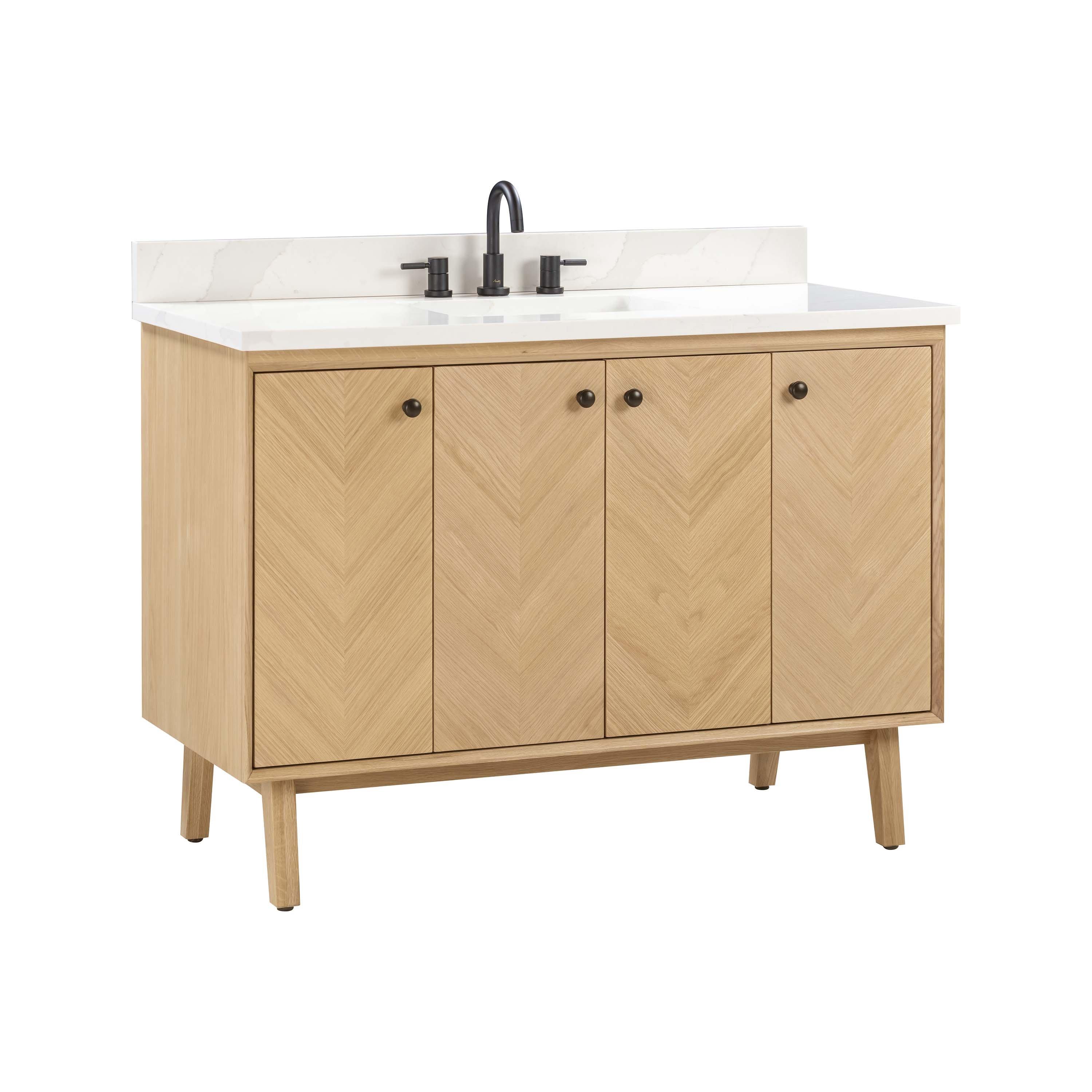Adrian 49 in. Natural Oak Vanity with Calacatta Quartz Top