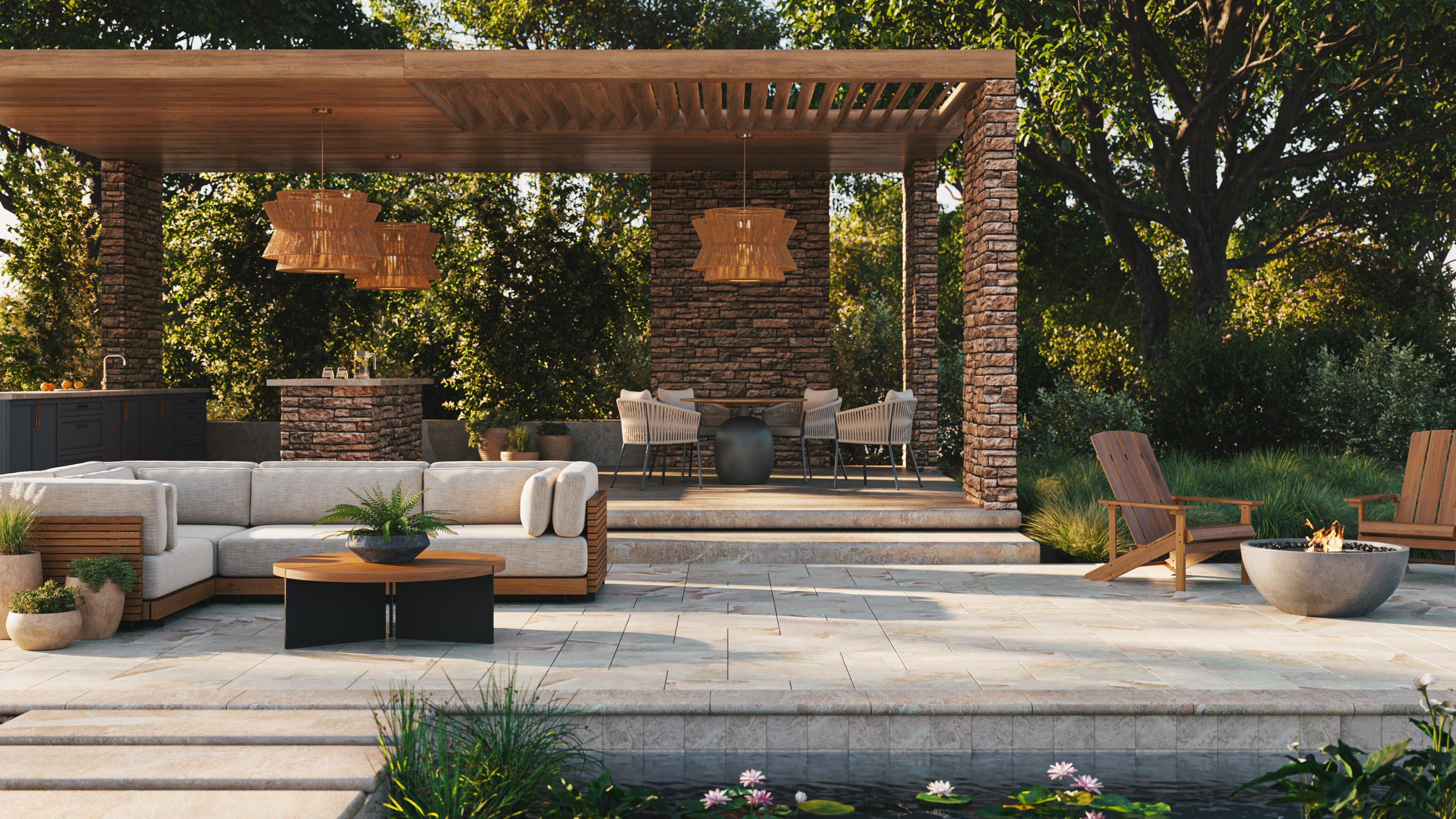 Royal Beige Sandblasted Marble Bullnose Paver 3cm. Coping