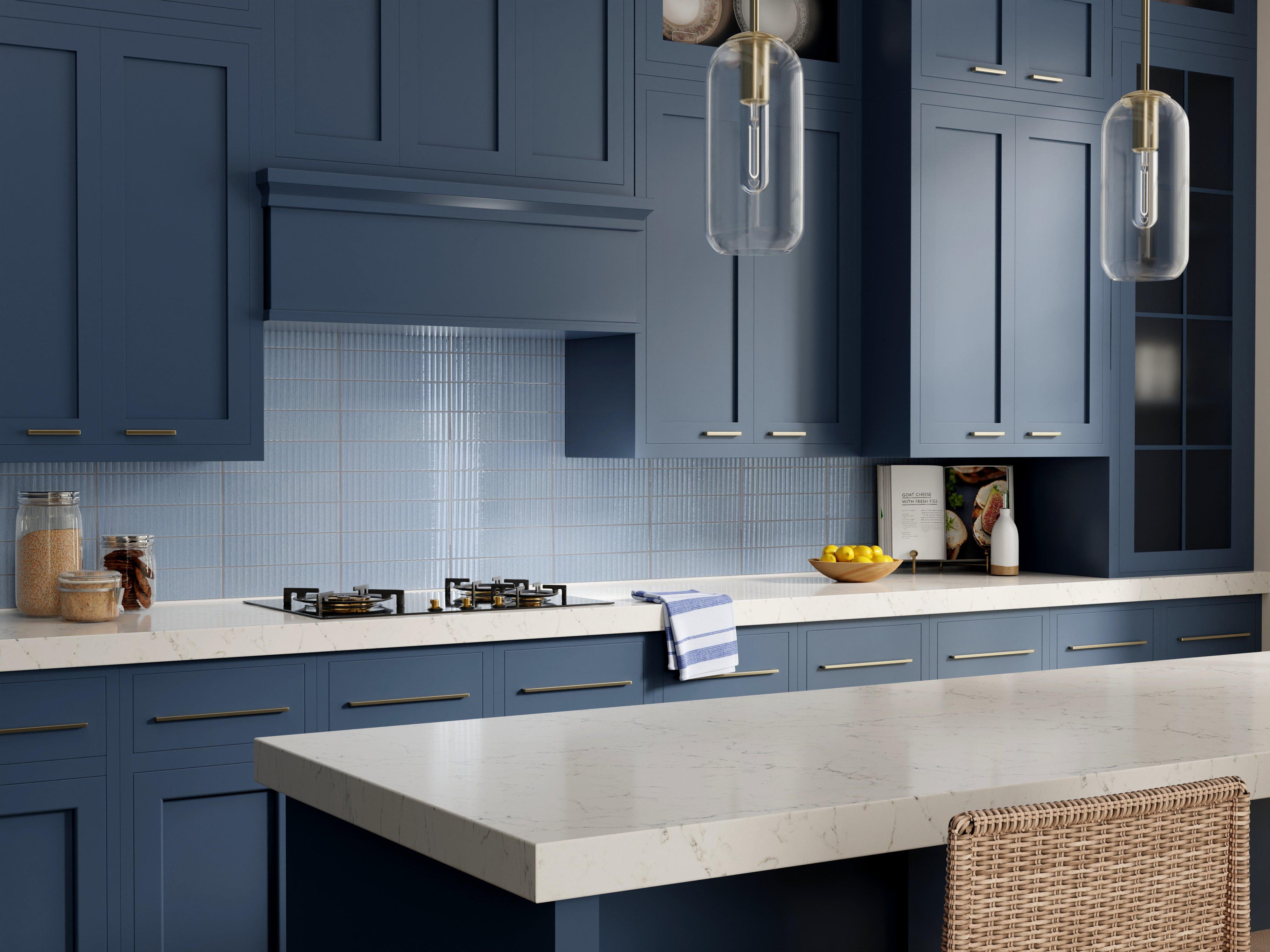 Ribbed Cornflower Ceramic Polished Tile