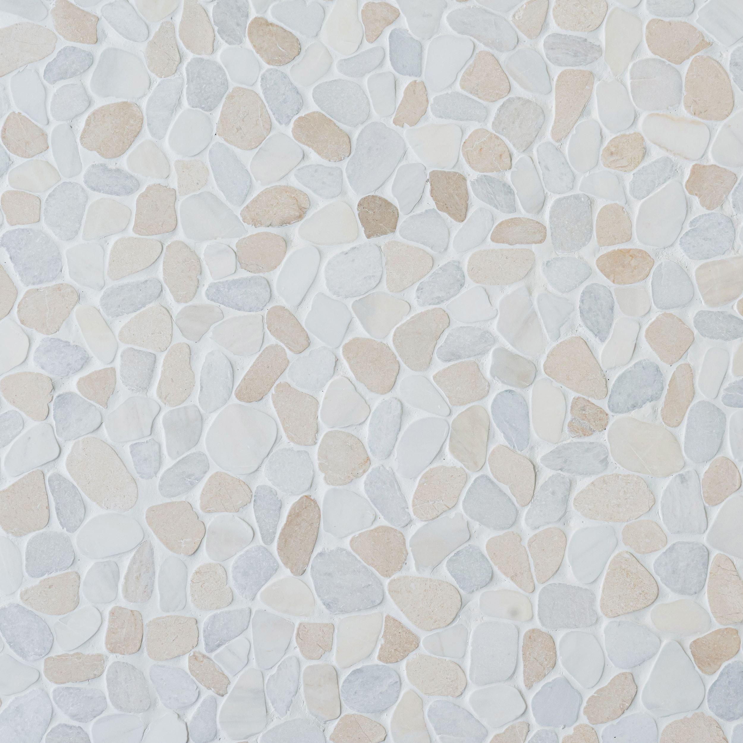 Cabo White Pebble Tumbled Marble Mosaic