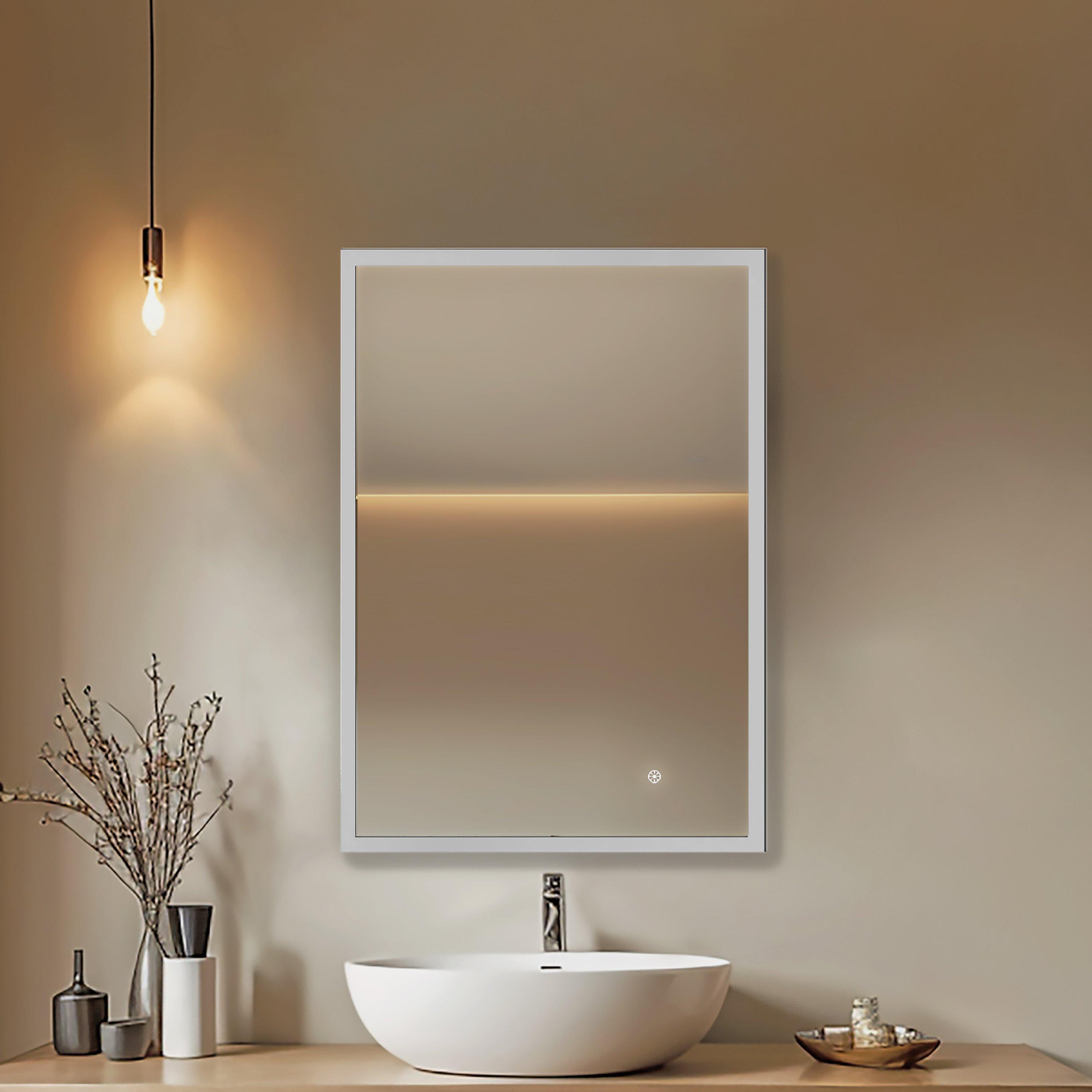 Chattam 24 in. Brushed Nickel Backlit Mirror