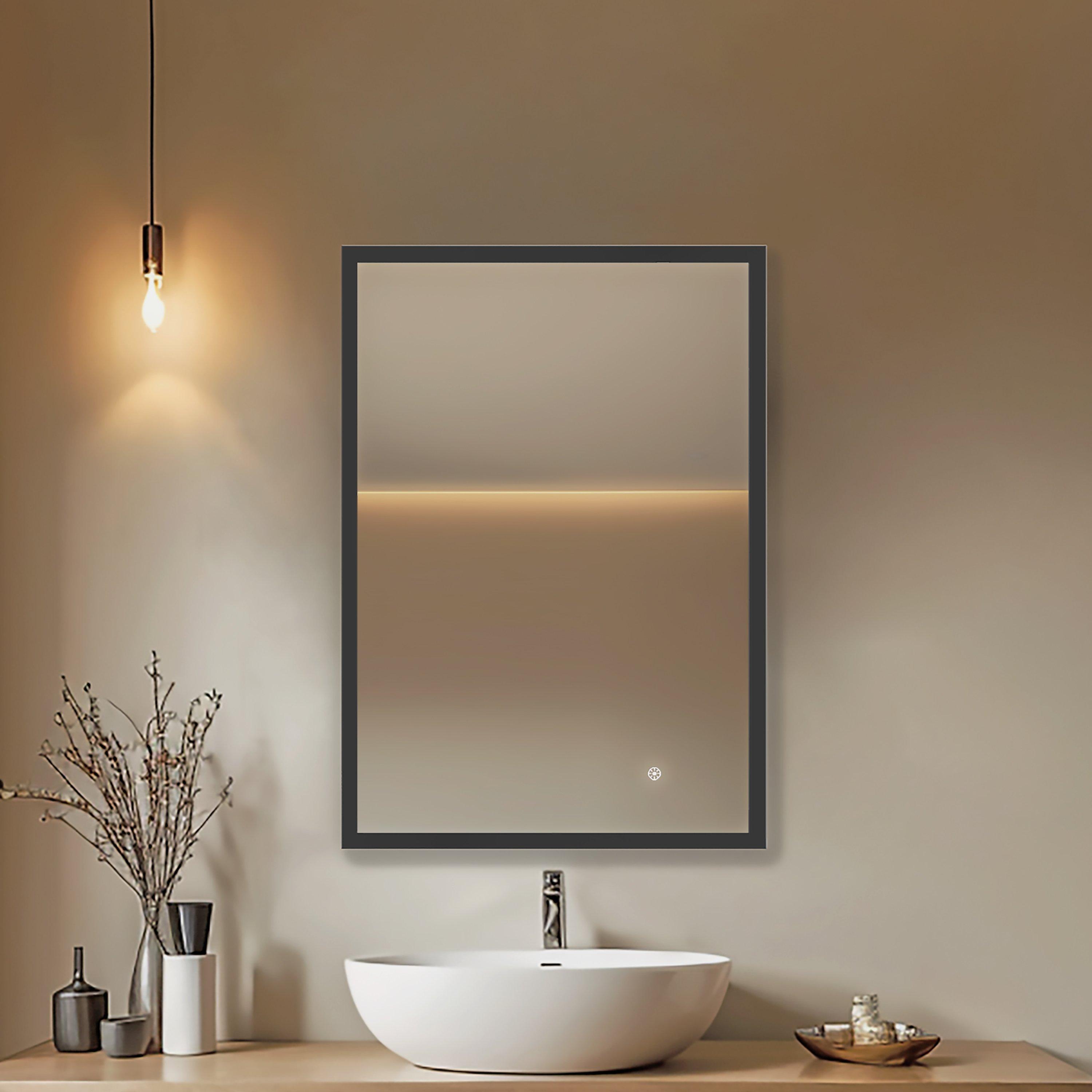 Chattam 24 in. Matte Black Backlit Mirror