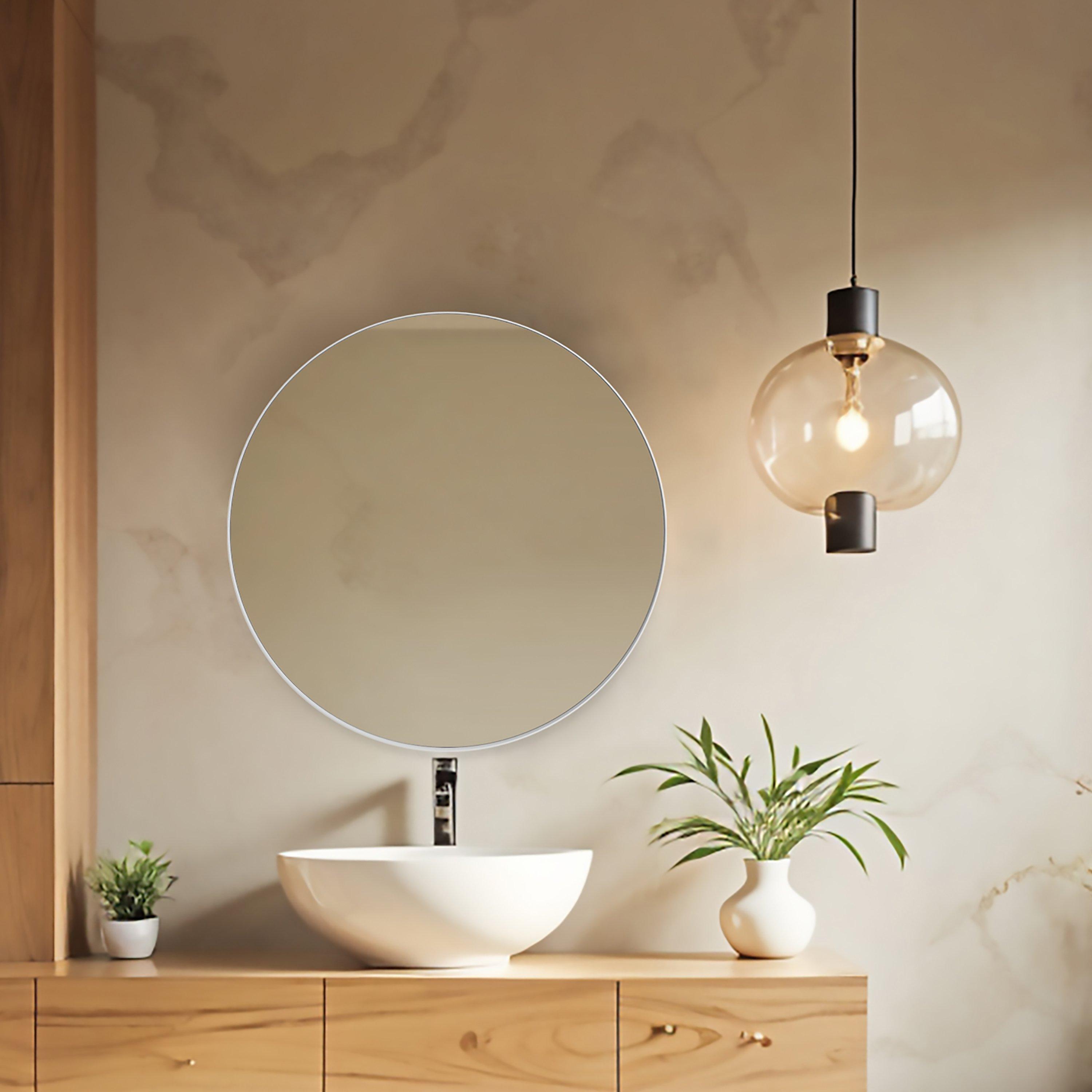 Oakleigh 30 in. Brushed Nickel Round Mirror