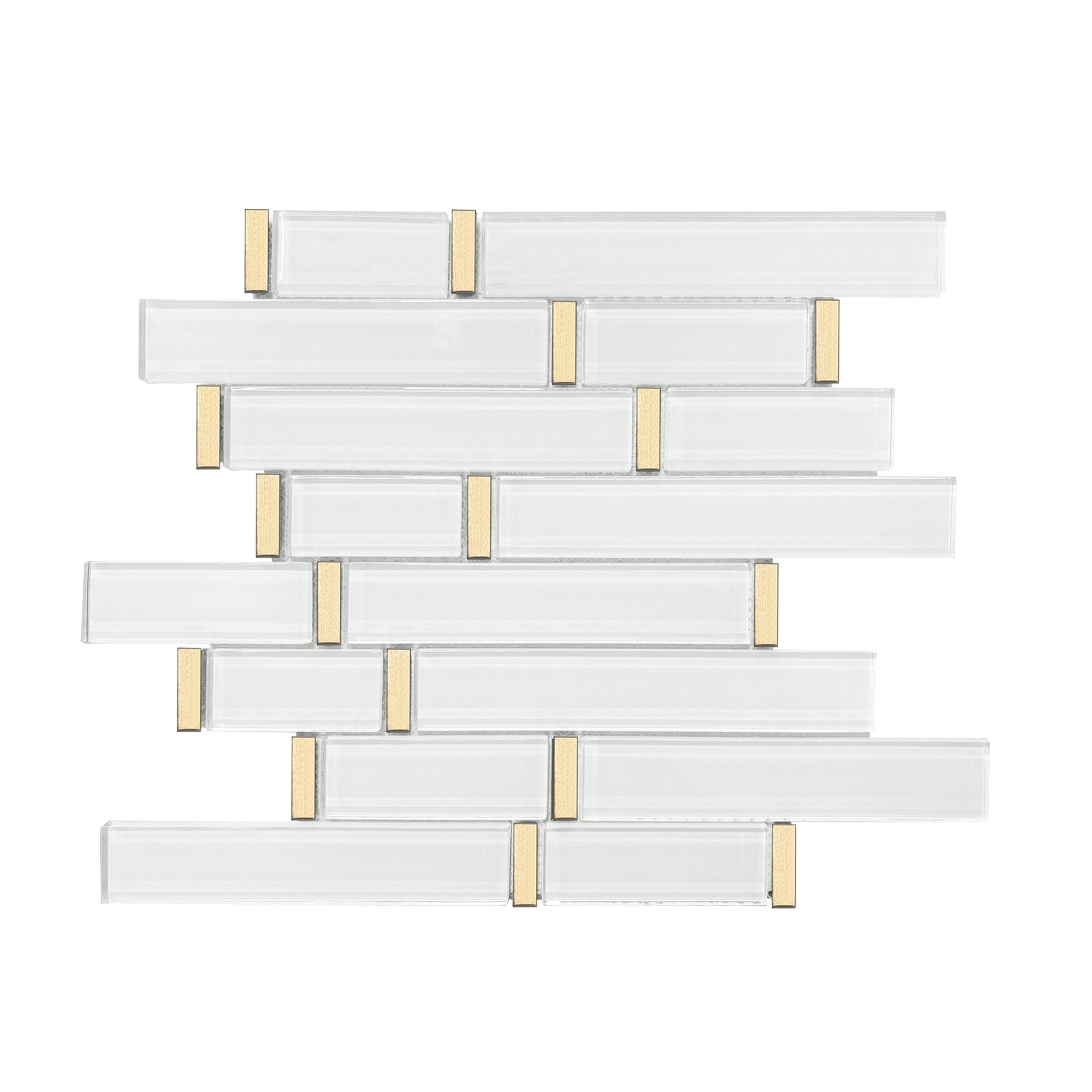 Snow Gold Metallic Linear Glass Mosaic