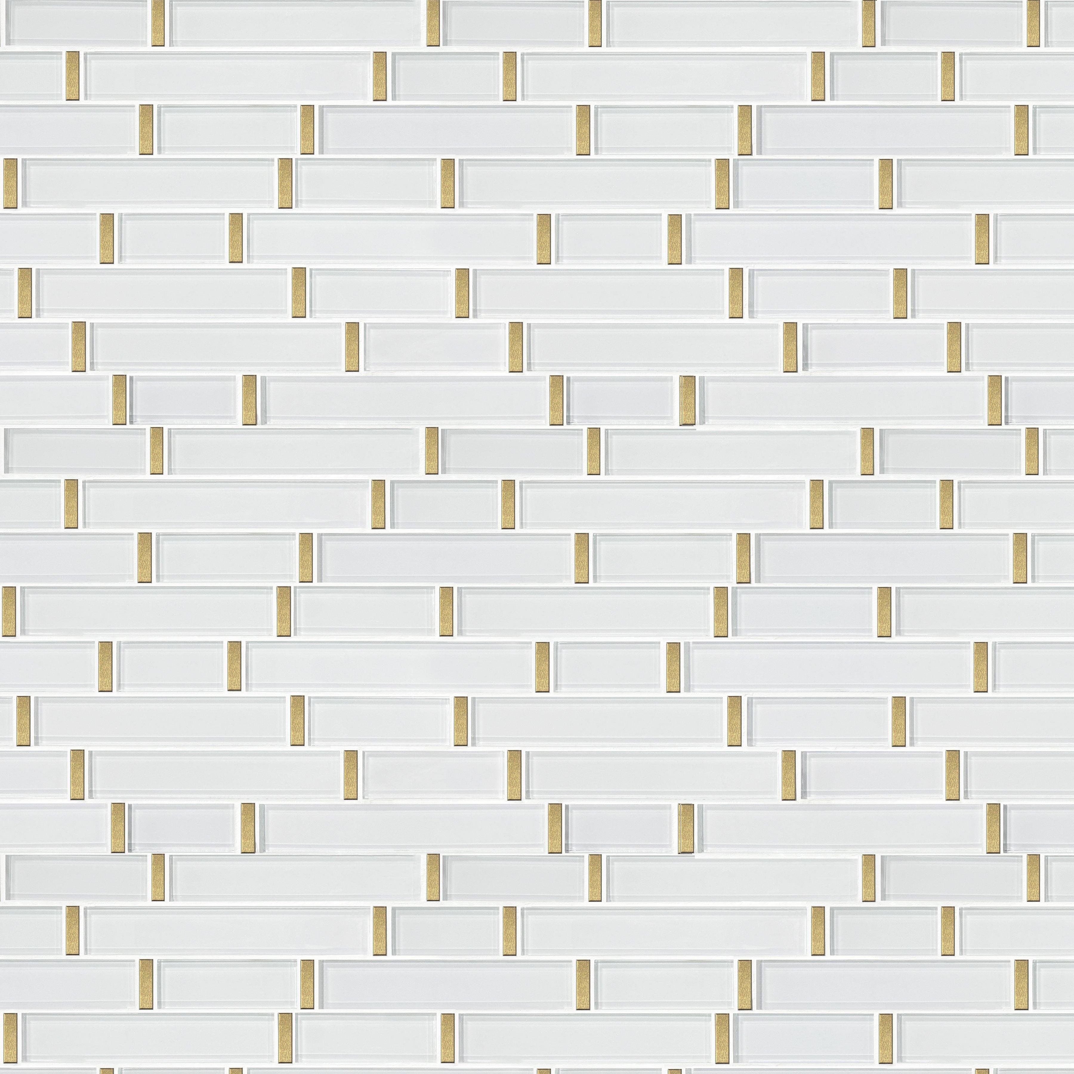 Snow Gold Metallic Linear Glass Mosaic