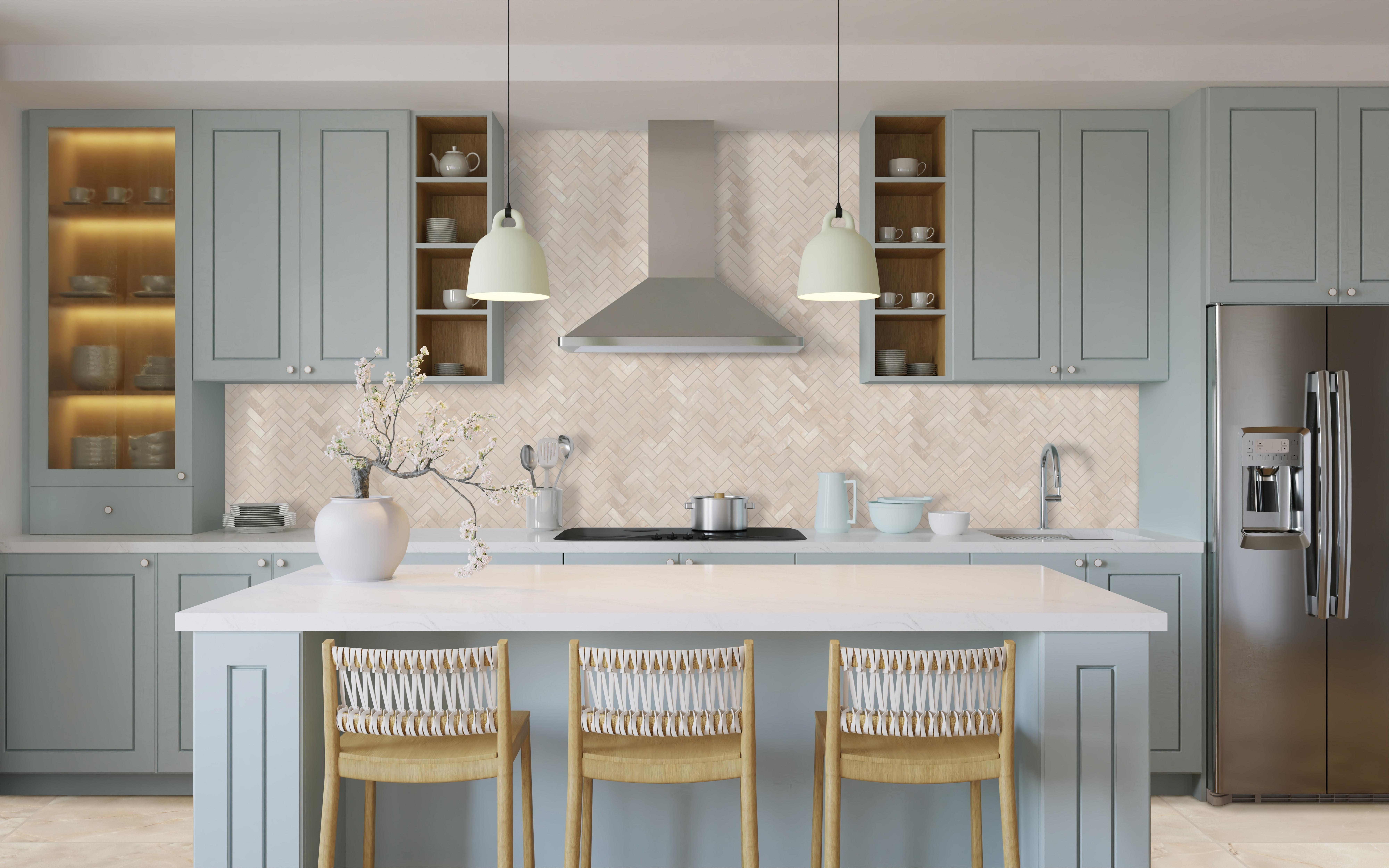 Caramel Onyx Herringbone Porcelain Mosaic