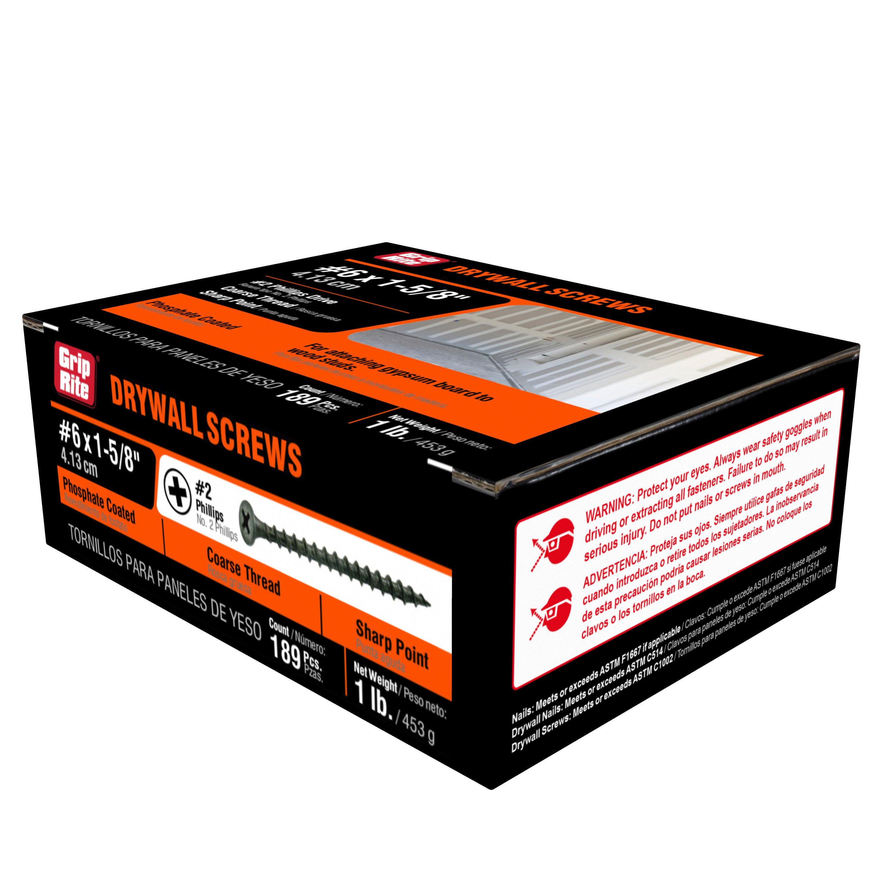 Grip-Rite 1-5/8in. Dry Wall Screws - 189ct.