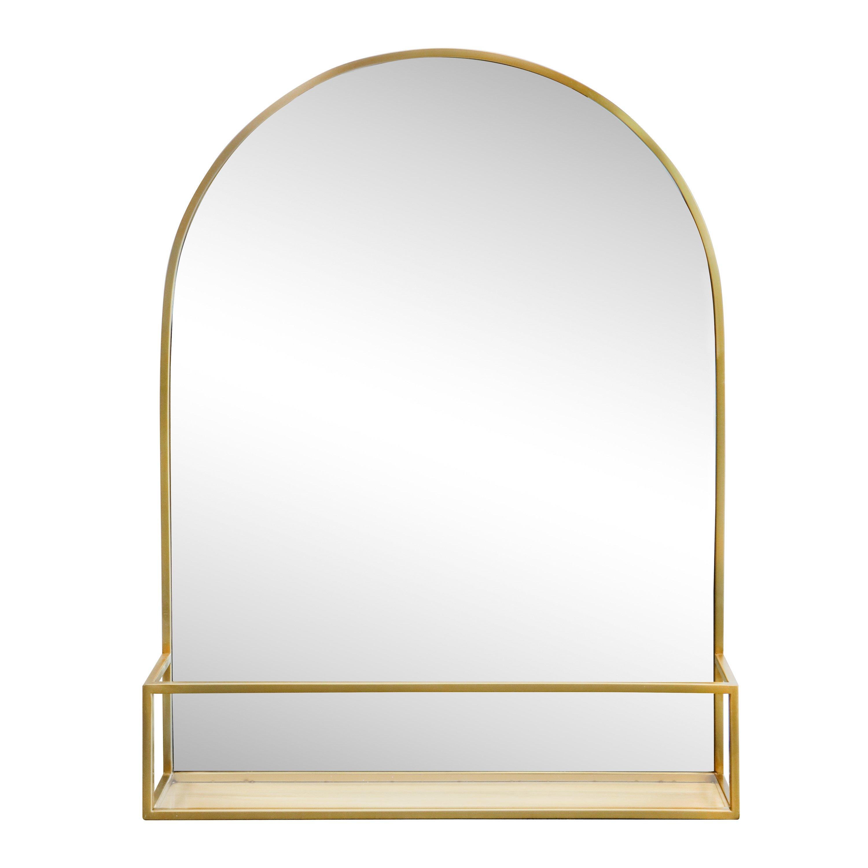 Maren 24 in. Brushed Gold Arch Shelf Mirror