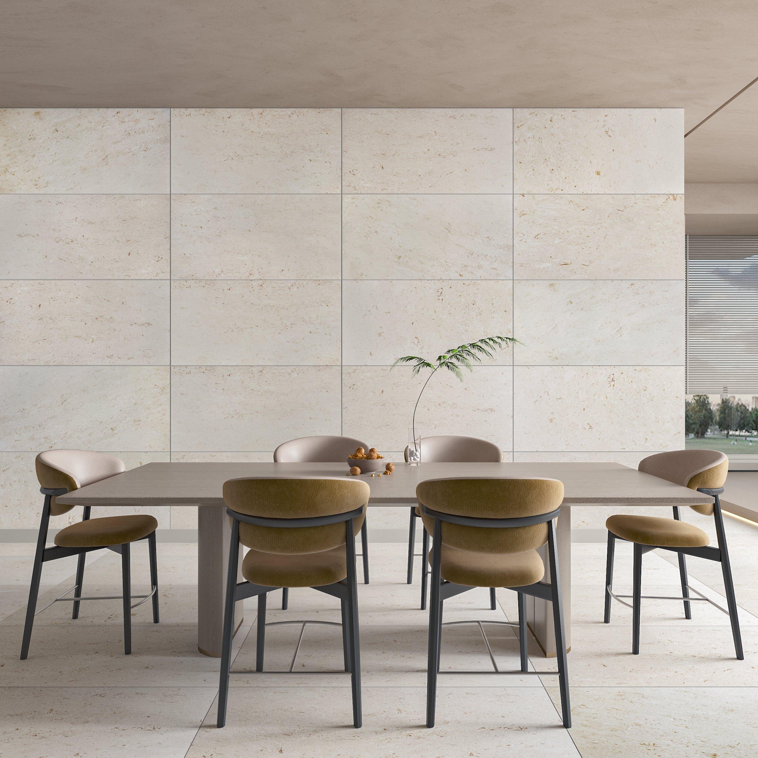 Fossil Beige Brushed Limestone Tile