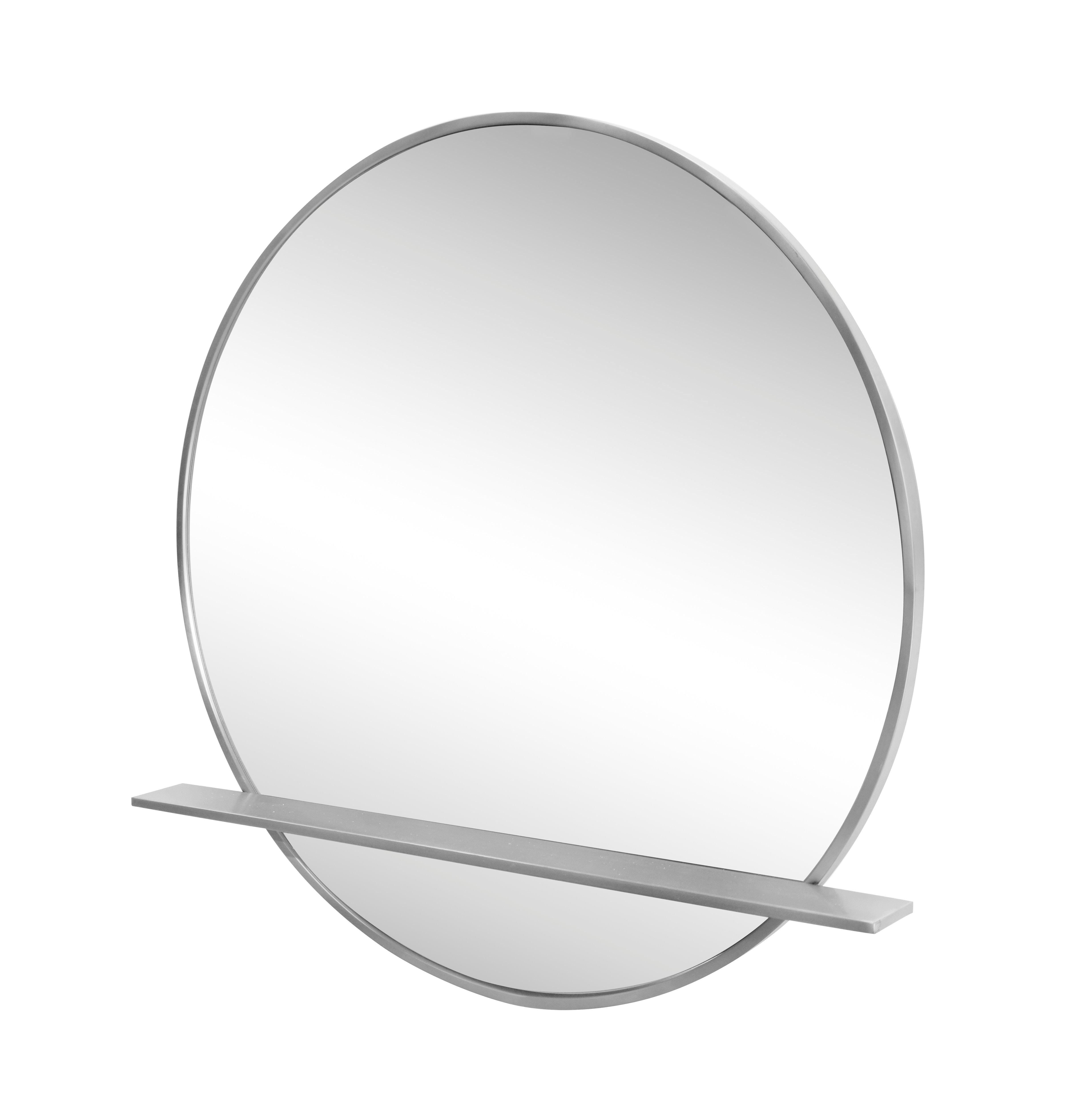 Ellington 30 in. Brushed Nickel Round Shelf Mirror