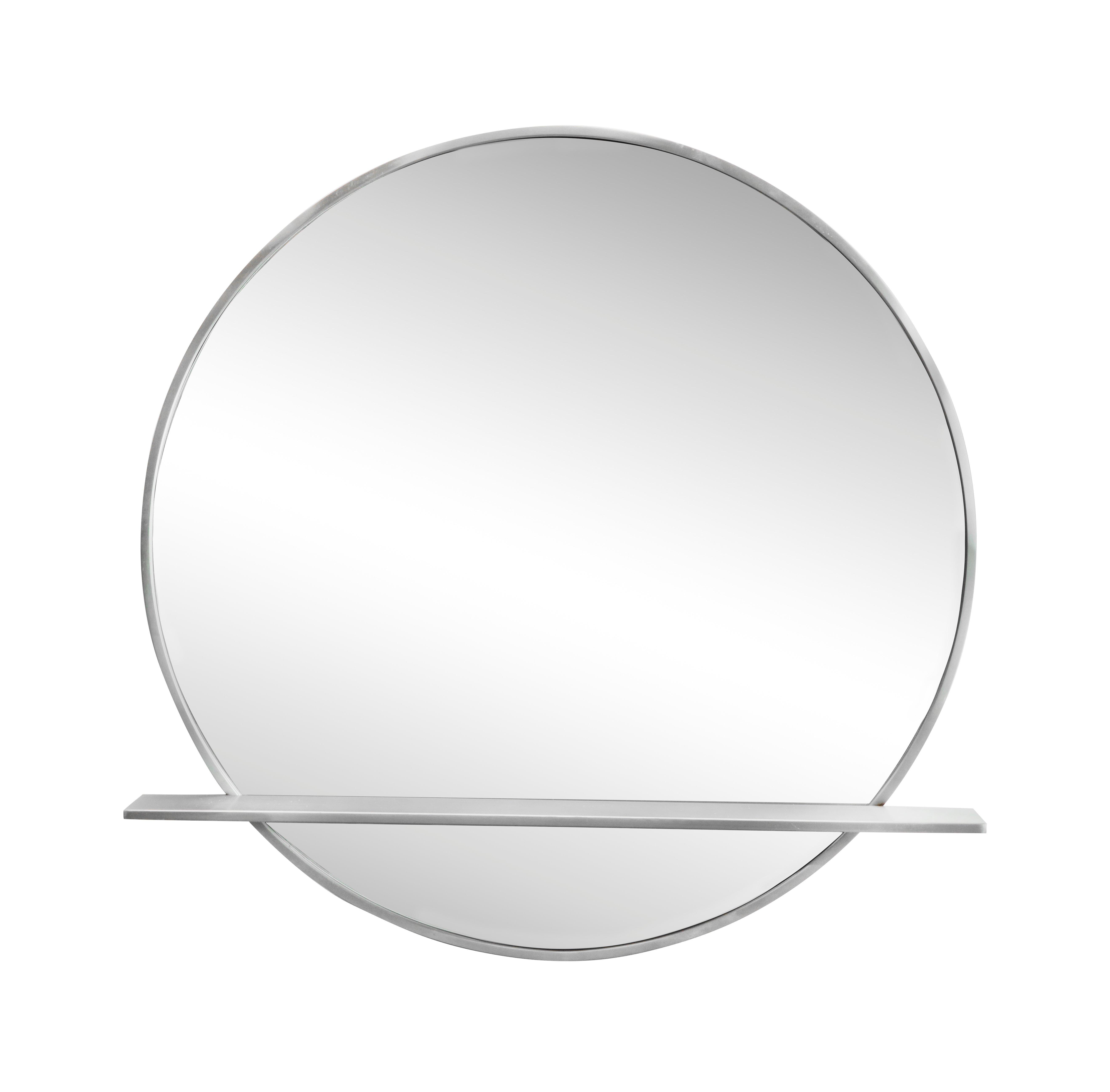 Ellington 30 in. Brushed Nickel Round Shelf Mirror