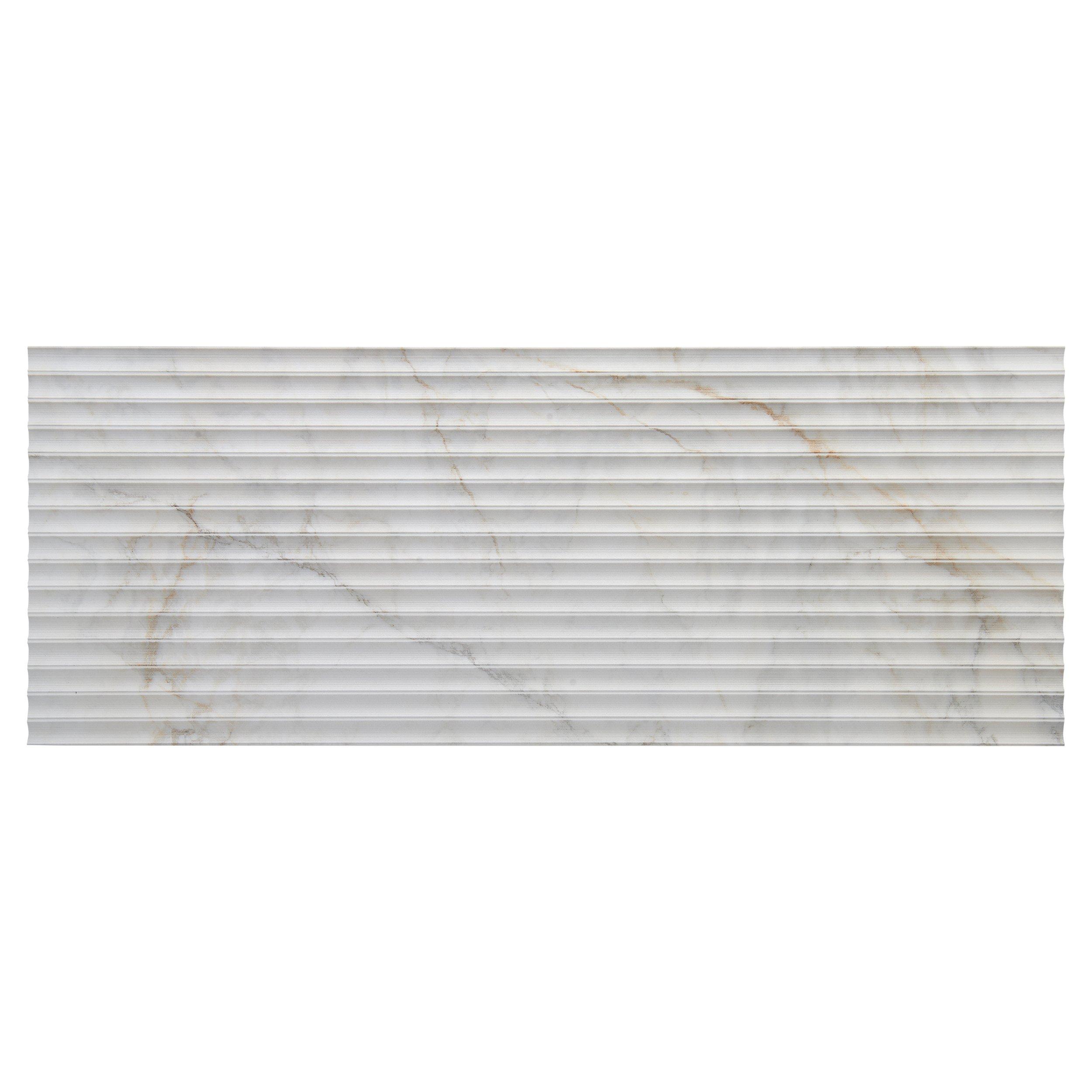 Calacatta Blanc Fluted Ceramic Textured Tile