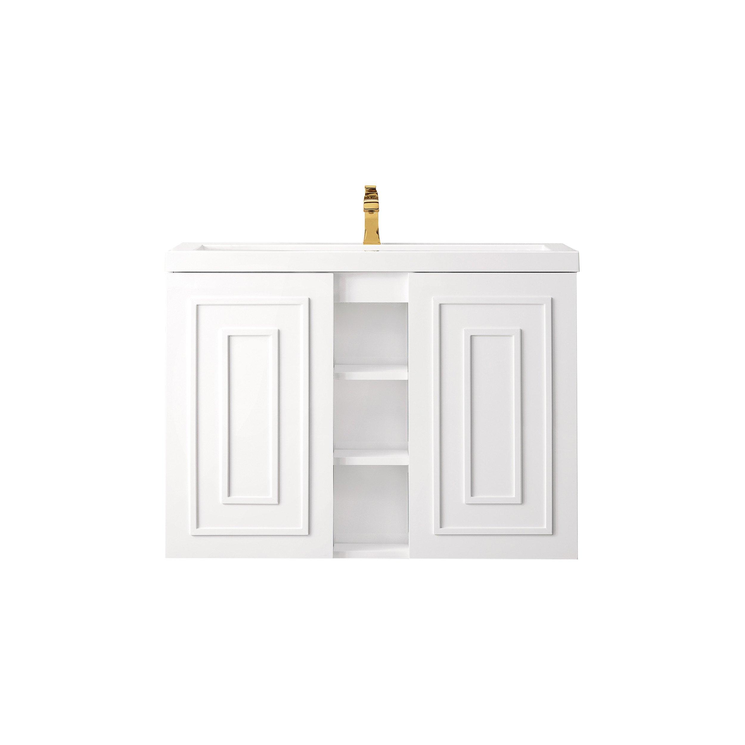 Alicante 39.5 in. White Vanity with Engineered Stone Top