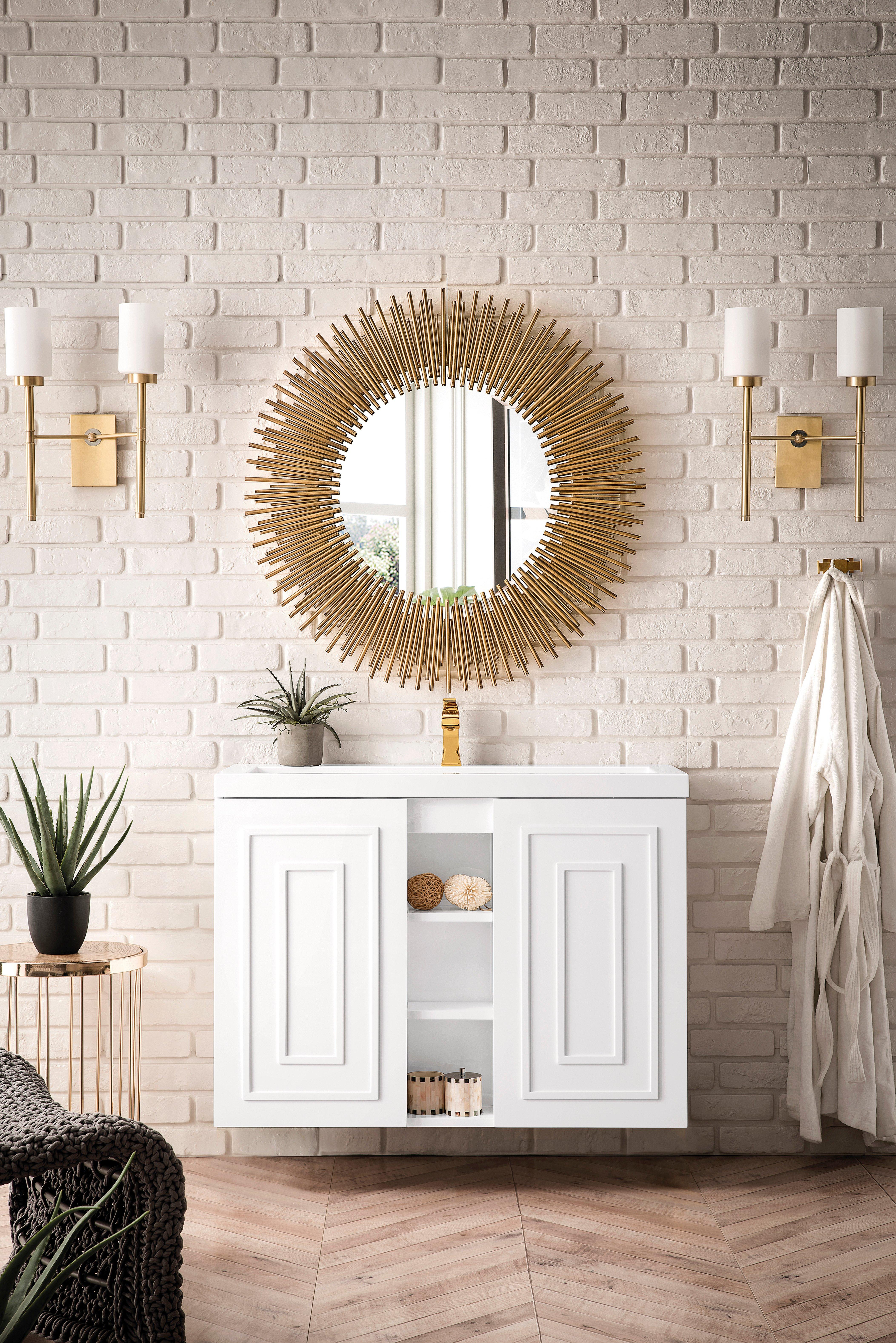 Alicante 39.5 in. White Vanity with Engineered Stone Top
