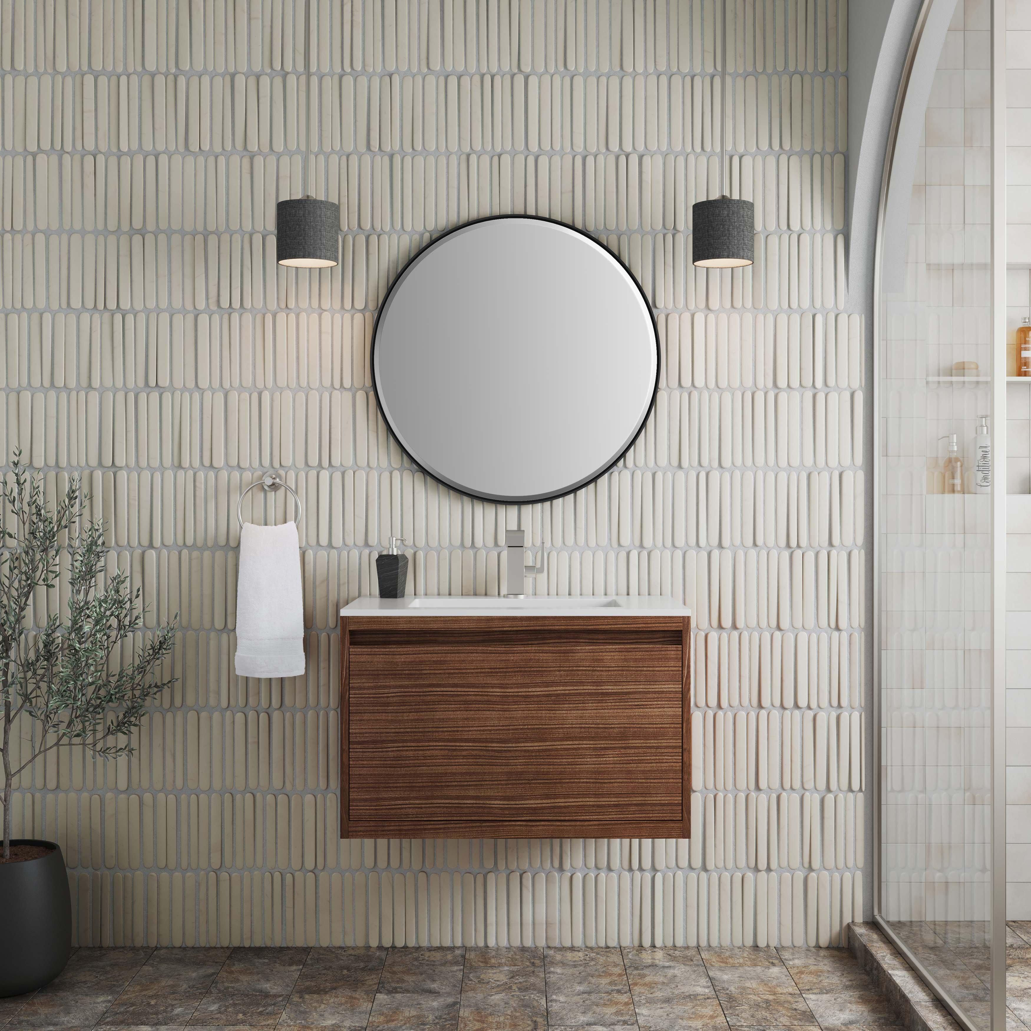 Mantova Floating Vanity with White Engineered Stone Top