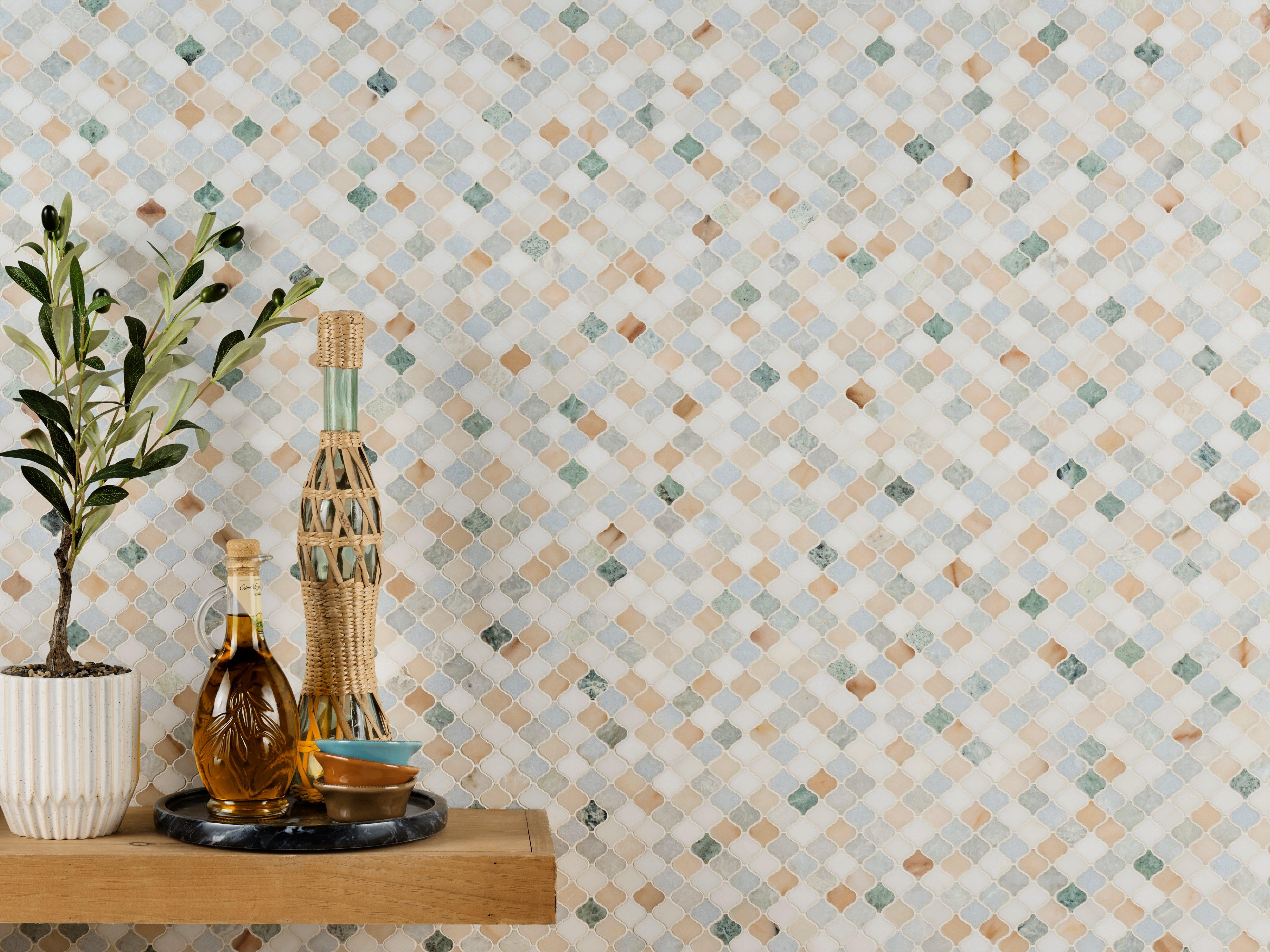 Valencia Arabesque Honed Marble Mosaic