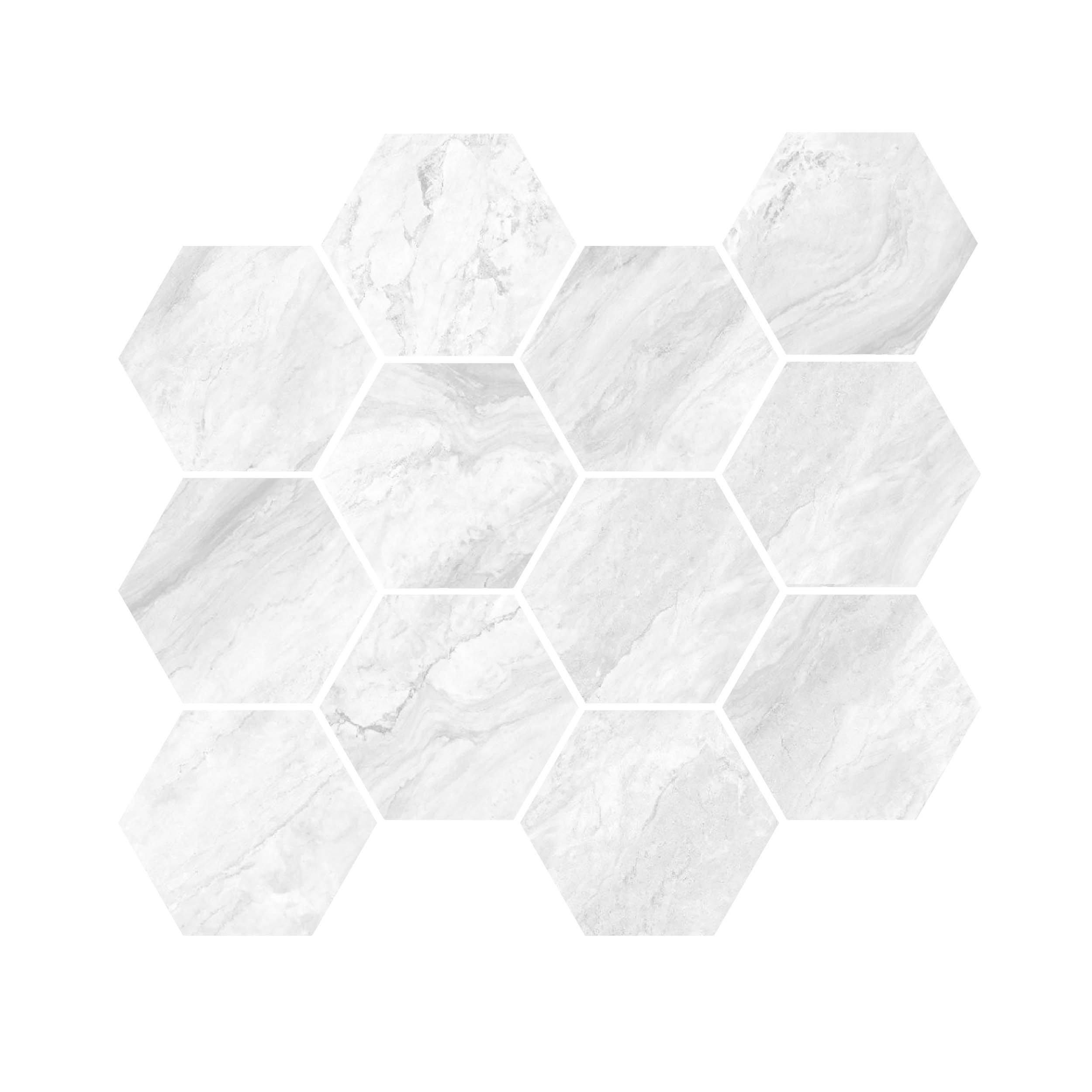 Harmony White Hexagon Polished Porcelain Mosaic