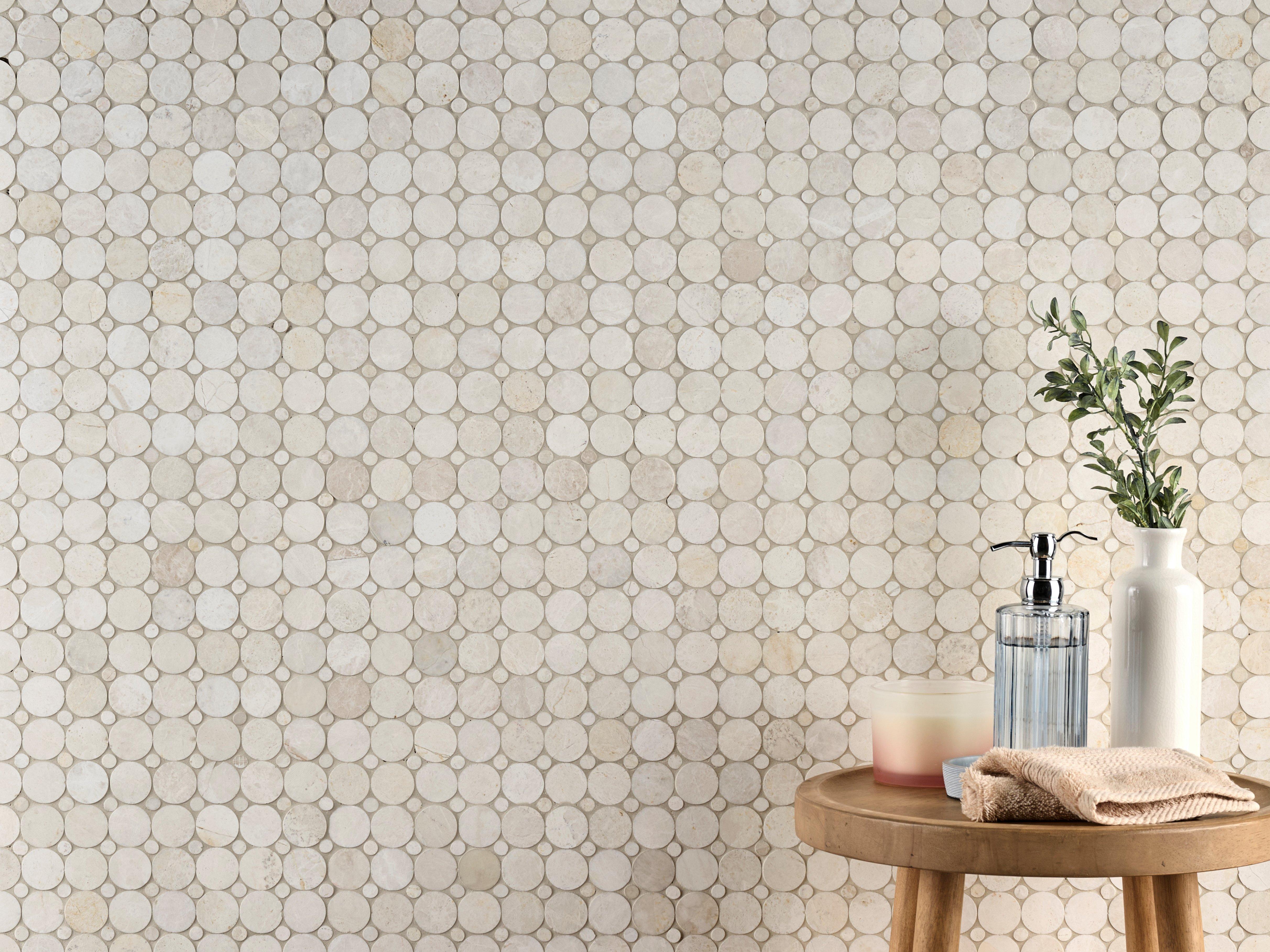 Vanilla Circle Honed Marble Mosaic
