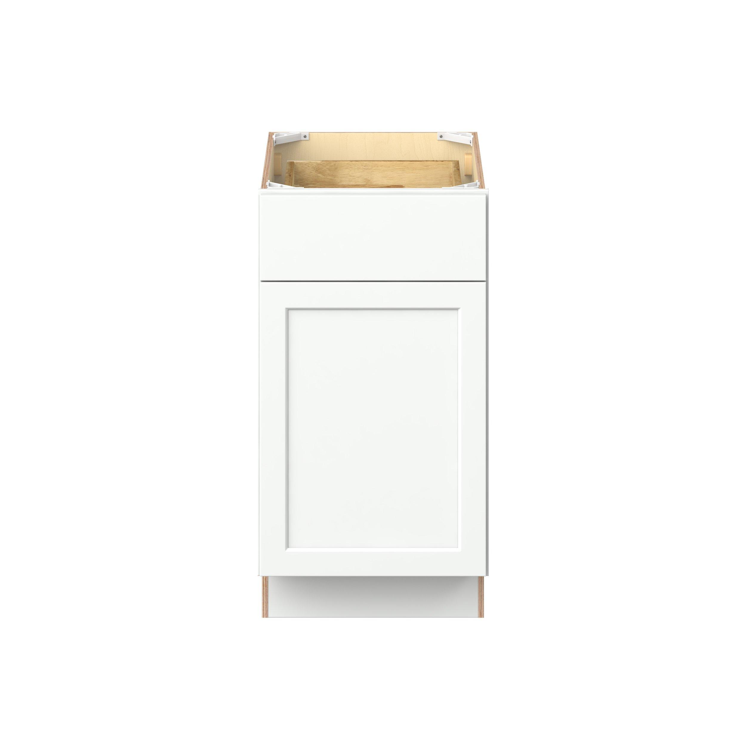 Baxley 18 in. Painted Pure White Door and Drawer Base Cabinet - Left Door Hinge