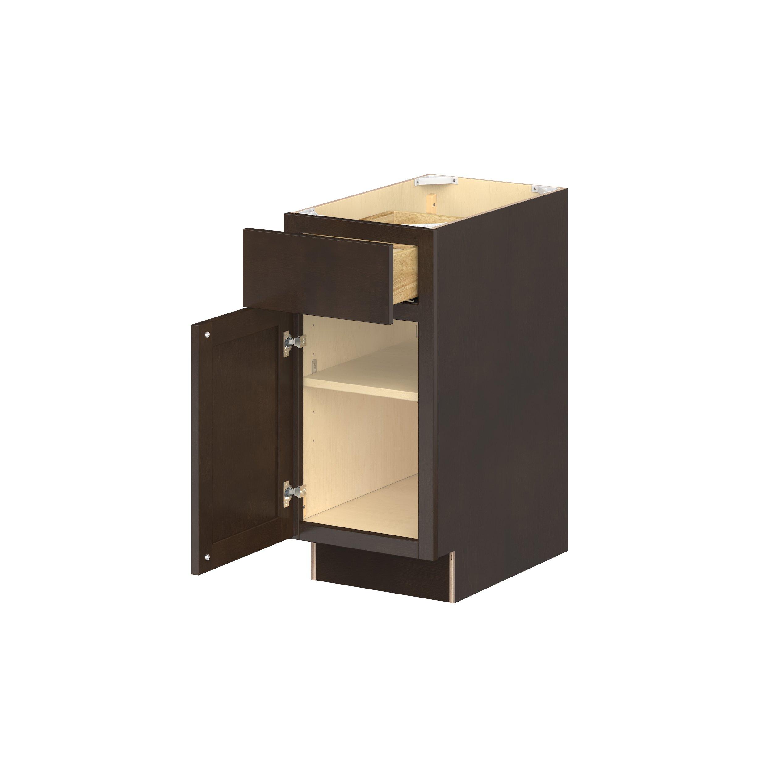 Baxley 24 in. Stained Cocoa Door and Drawer Base Cabinet - ADA - Left Door Hinge