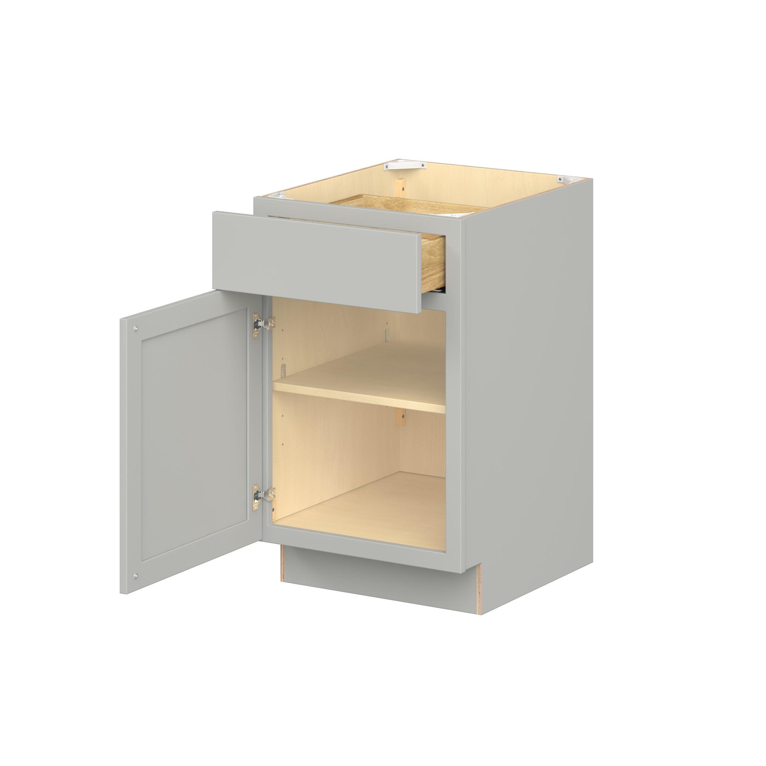 Baxley 21 in. Painted Whisper Gray Door and Drawer Base Cabinet - Left Door Hinge