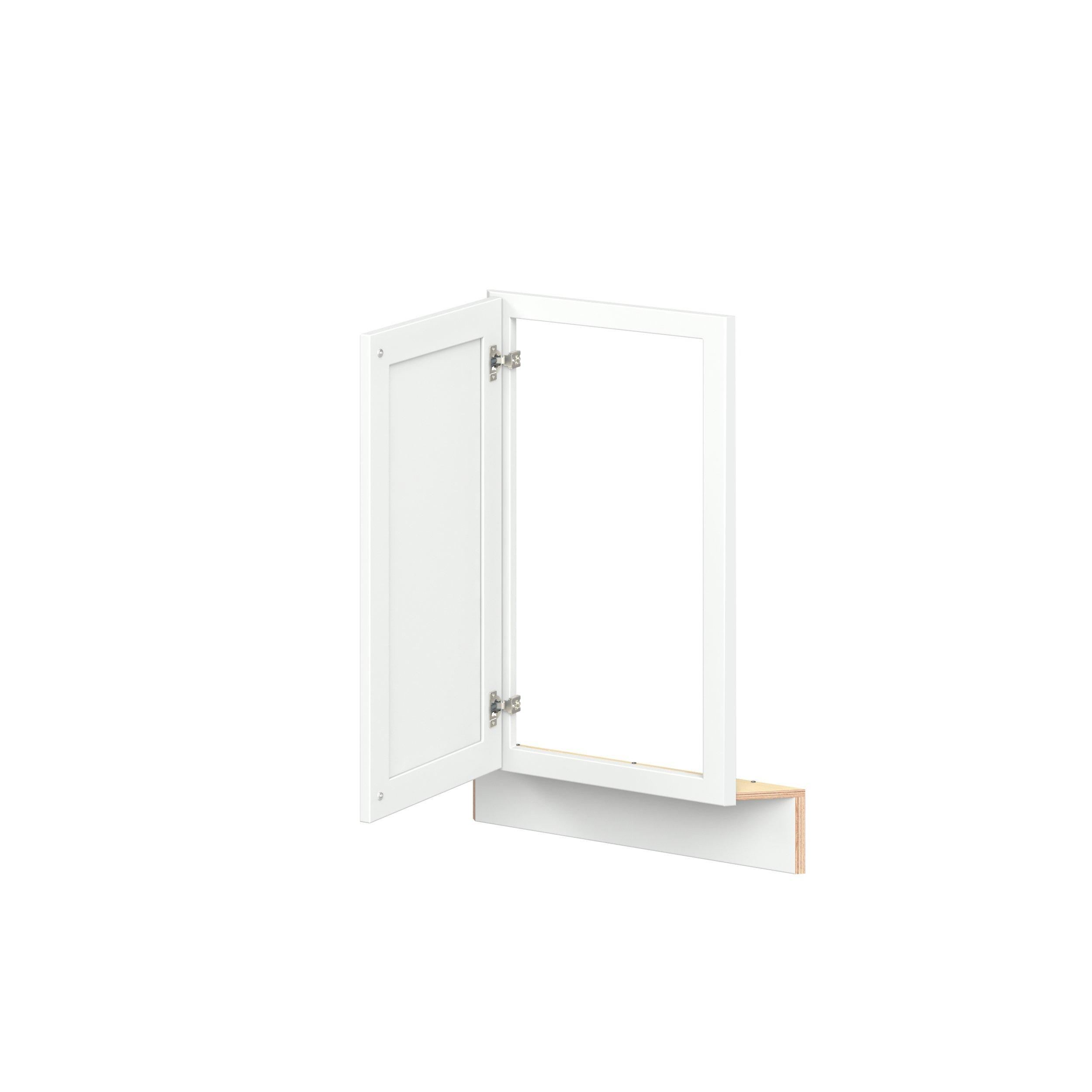 Baxley 36 in. Painted Pure White Angled Corner Base Frame with Door - Left Door Hinge