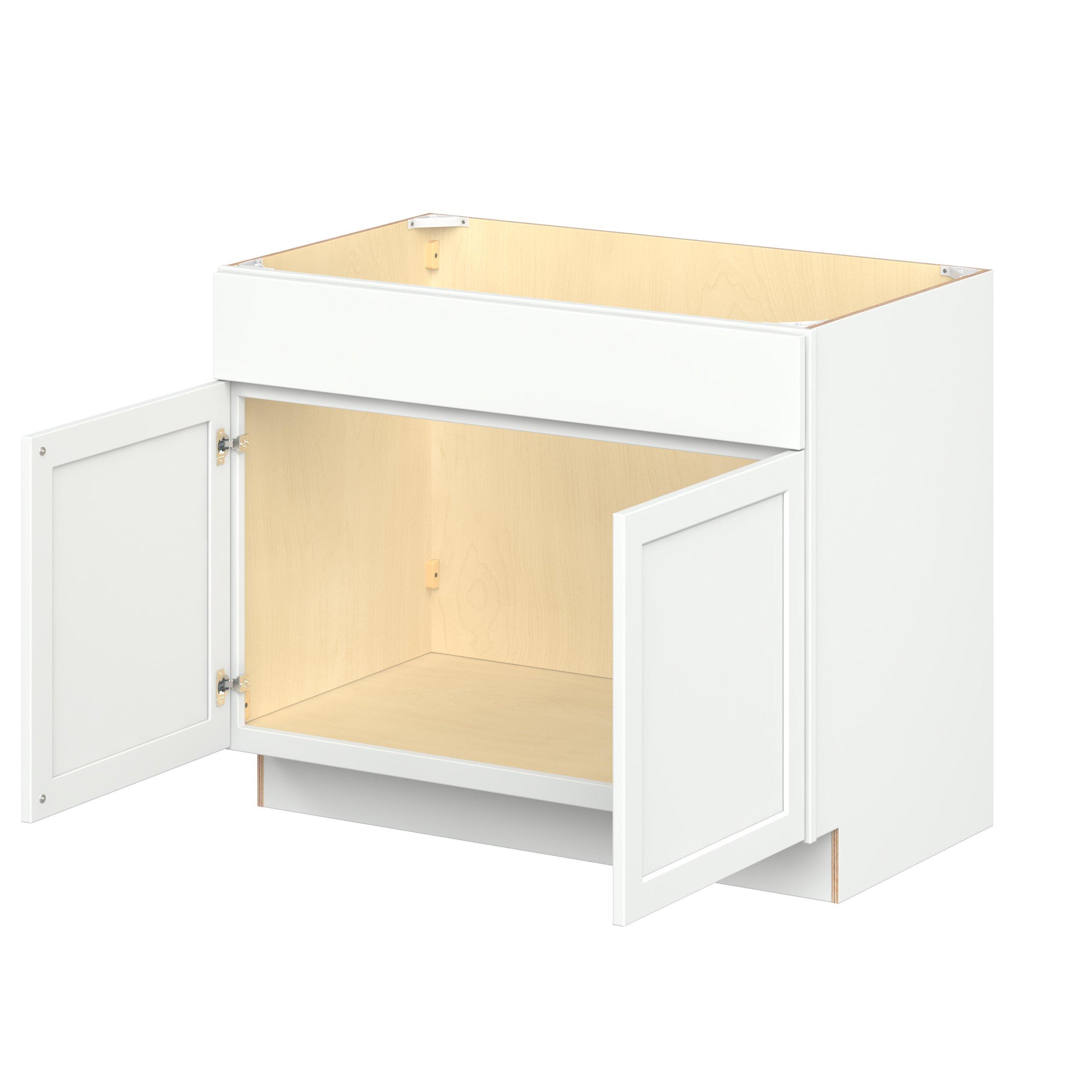 Baxley 42 in. Painted Pure White Sink Base Cabinet with False Front