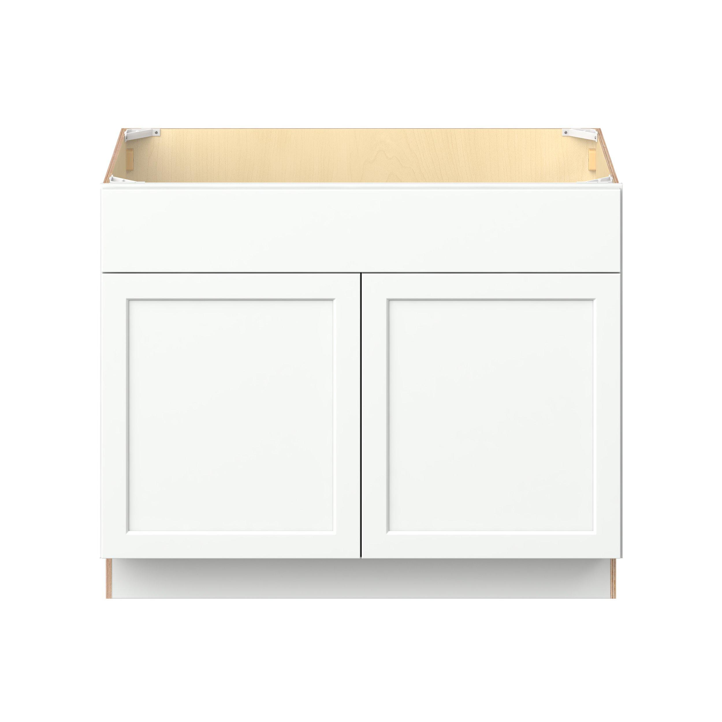 Baxley 42 in. Painted Pure White Sink Base Cabinet with False Front