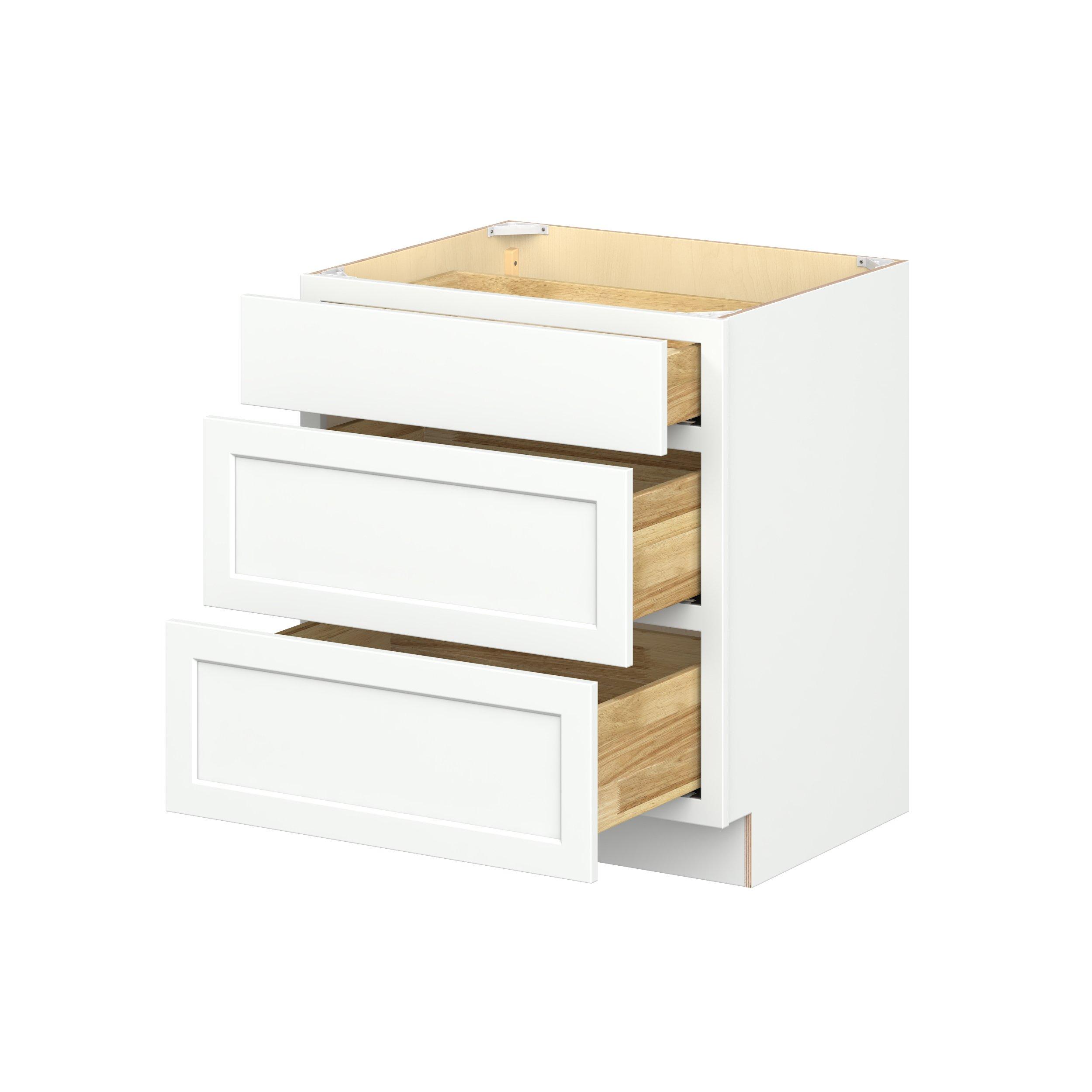 Baxley 30 in. Painted Pure White Drawer Base Cabinet