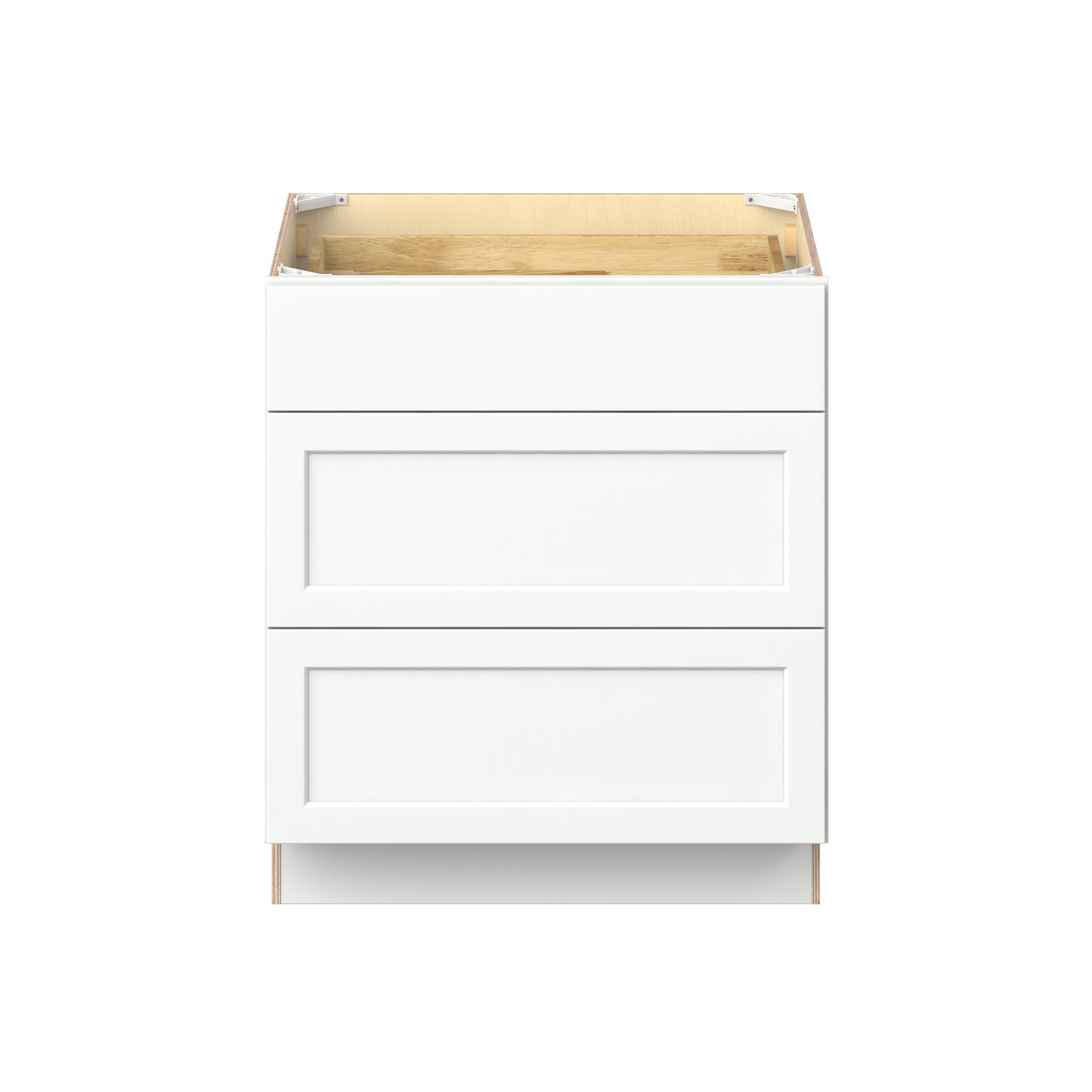 Baxley 30 in. Painted Pure White Drawer Base Cabinet