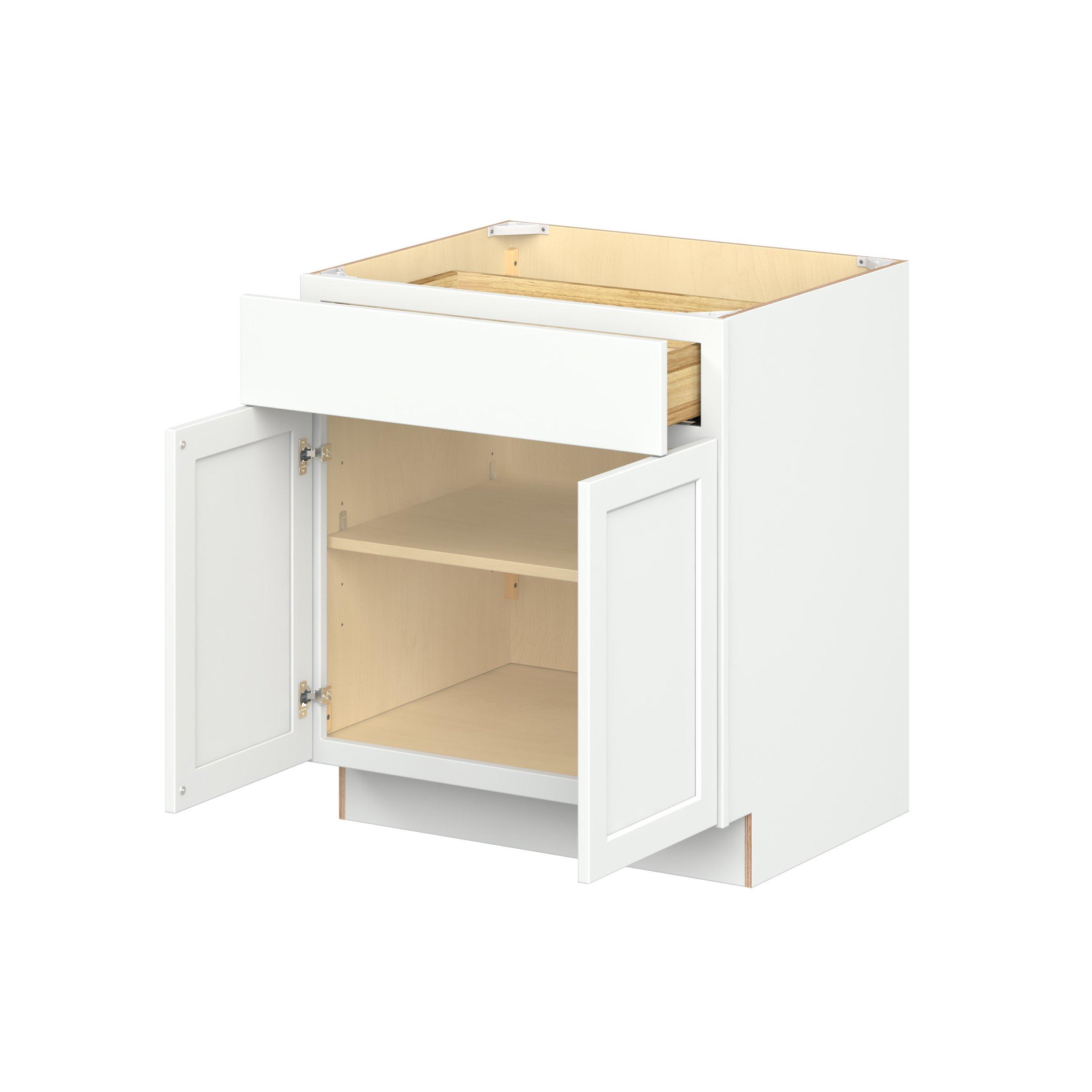 Baxley 30 in. Painted Pure White Door and Drawer Base Cabinet