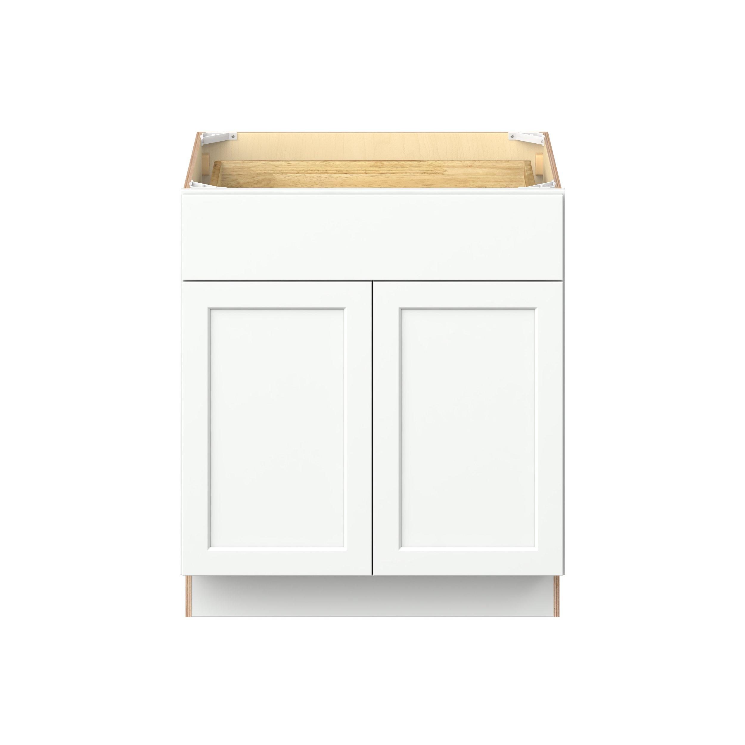 Baxley 30 in. Painted Pure White Door and Drawer Base Cabinet