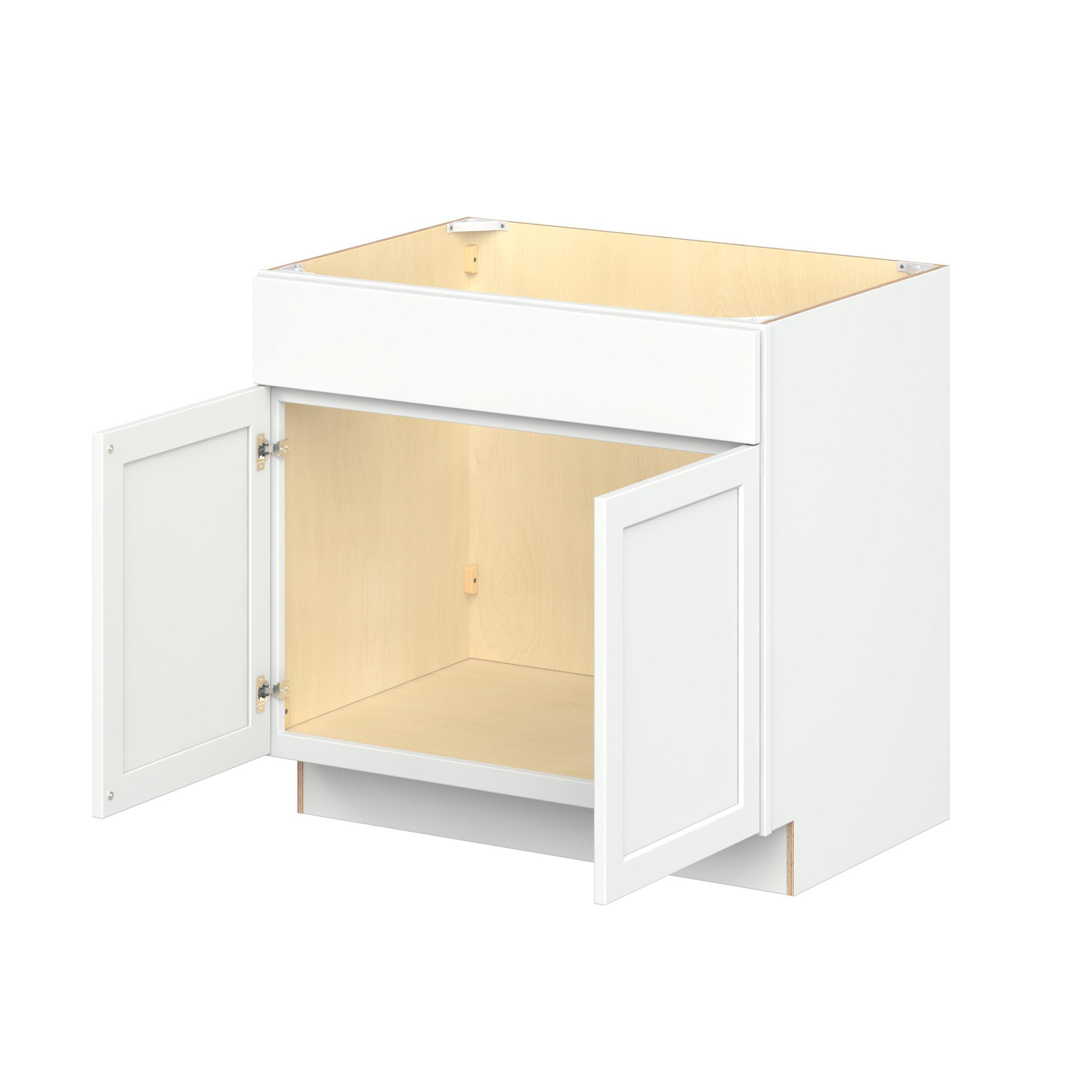 Baxley 36 in. Painted Pure White Sink Base Cabinet with False Front