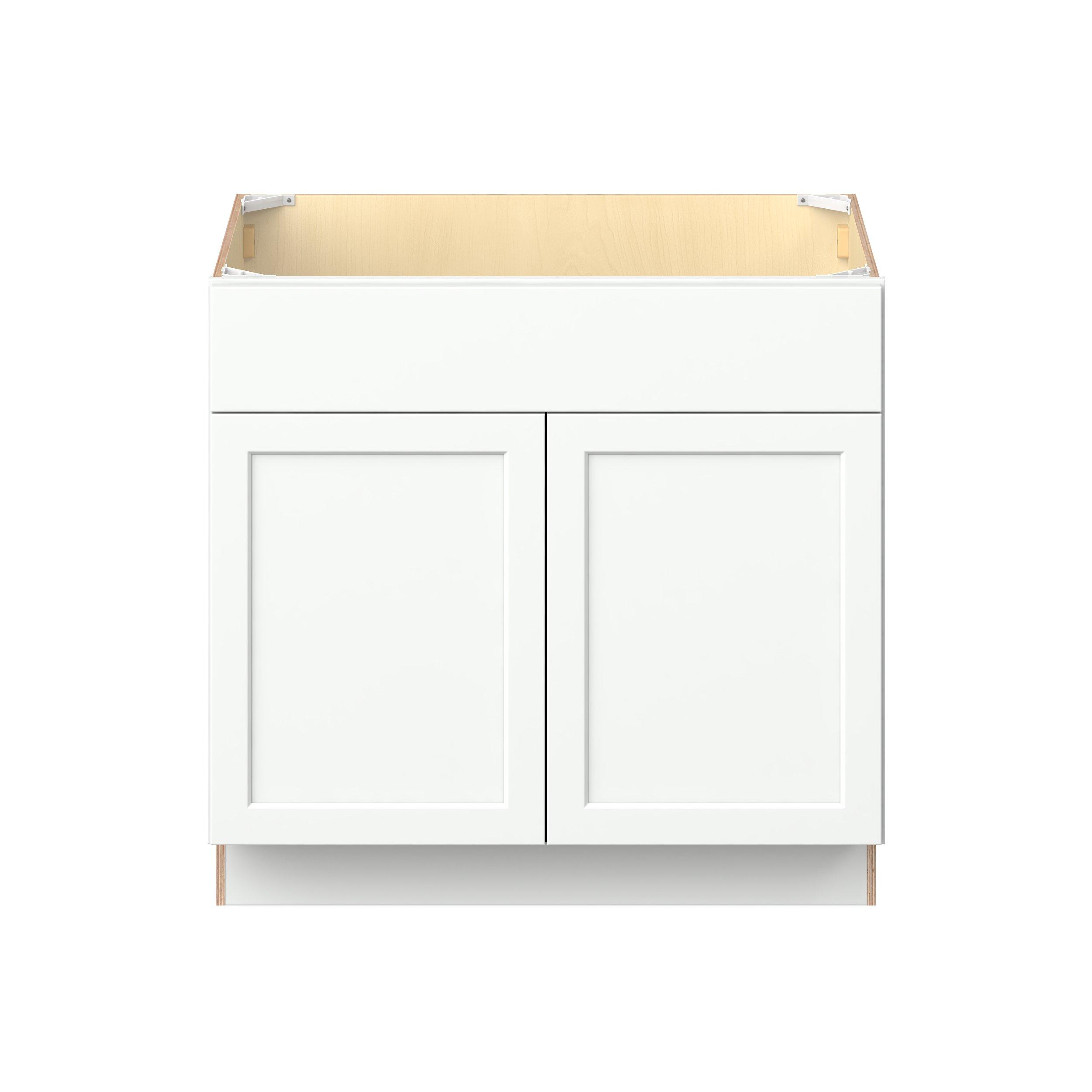 Baxley 36 in. Painted Pure White Sink Base Cabinet with False Front