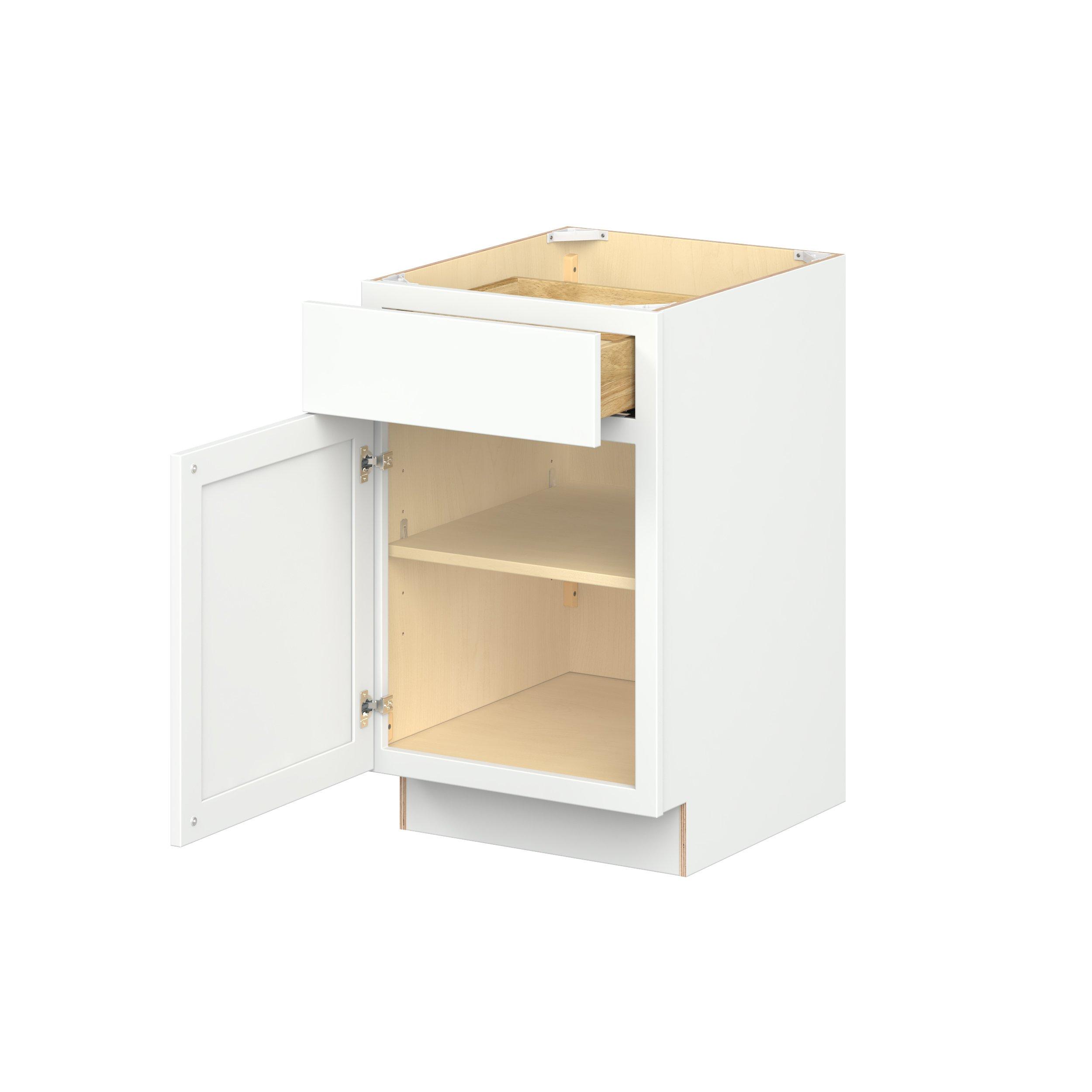 Baxley 21 in. Painted Pure White Door and Drawer Base Cabinet - Left Door Hinge