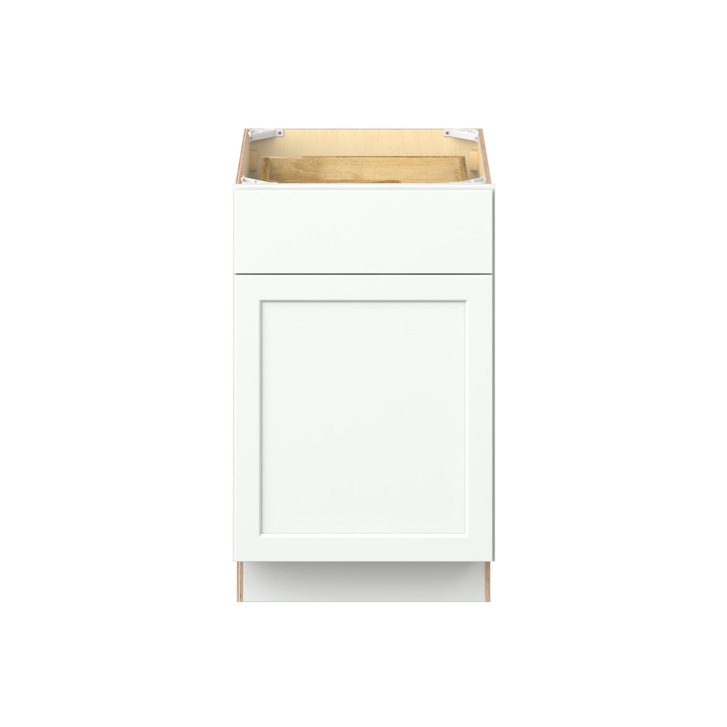 Baxley 21 in. Painted Pure White Door and Drawer Base Cabinet - Left Door Hinge