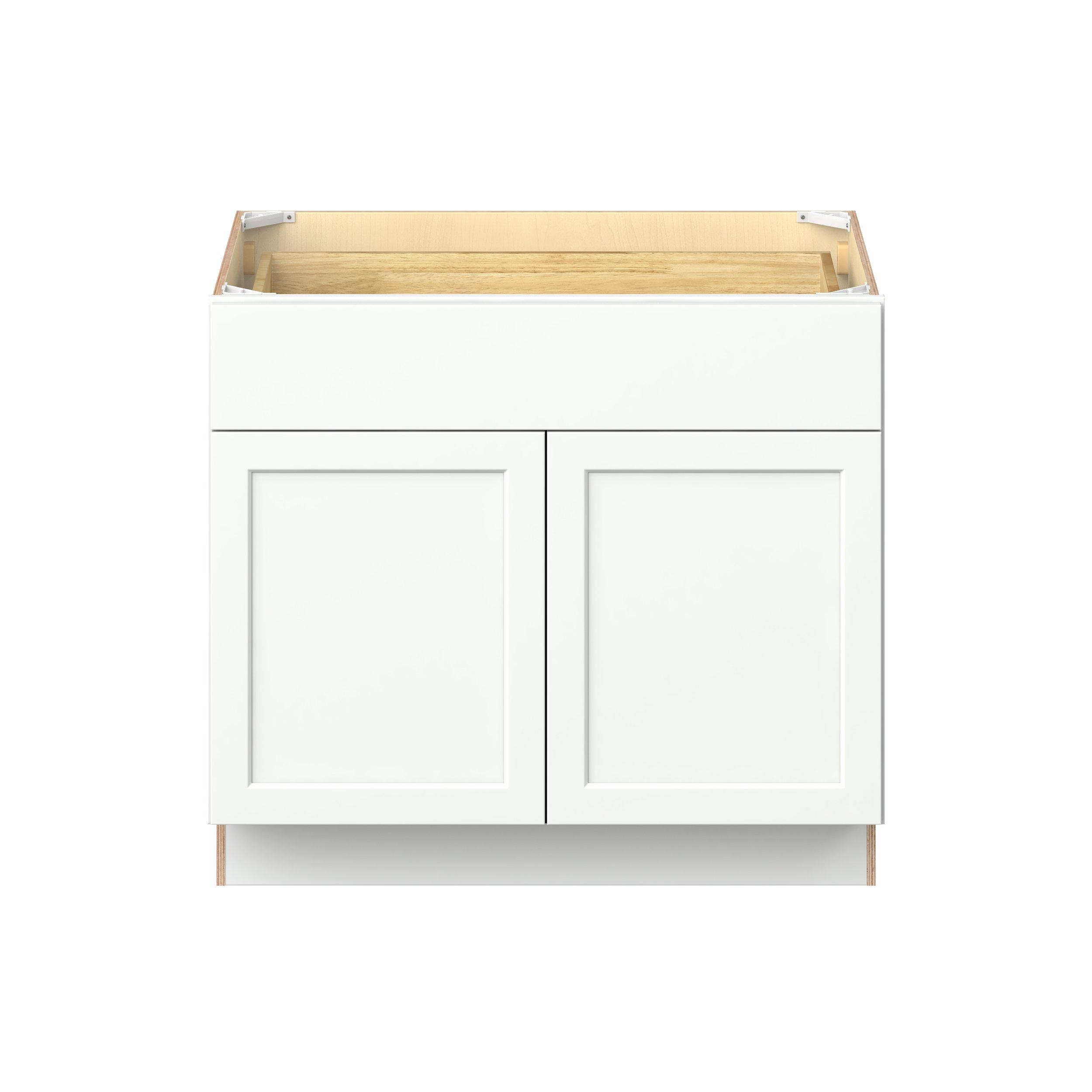Baxley 36 in. Painted Pure White Door and Drawer Base Cabinet - ADA