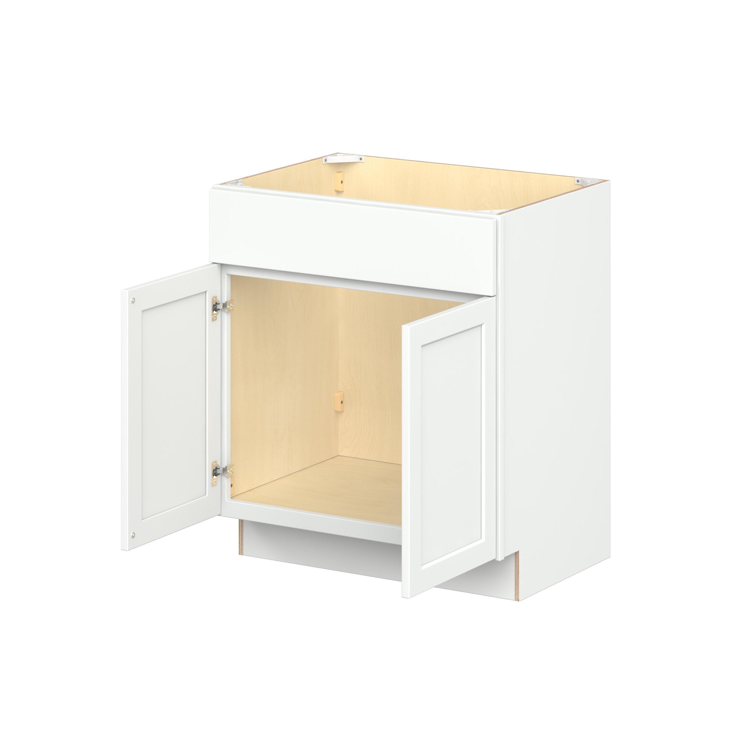 Baxley 30 in. Painted Pure White Vanity Sink Base Plywood Cabinet