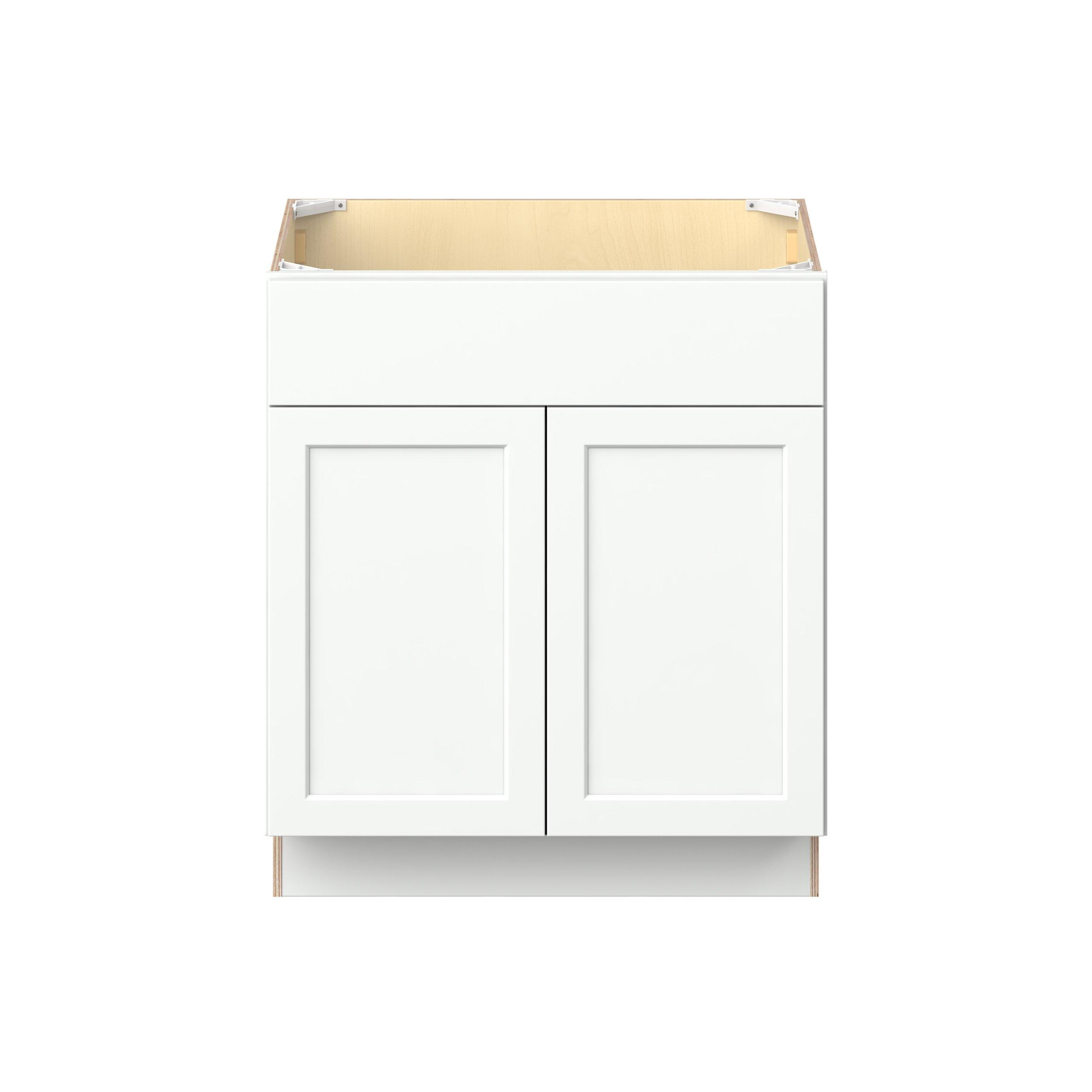Baxley 30 in. Painted Pure White Vanity Sink Base Plywood Cabinet