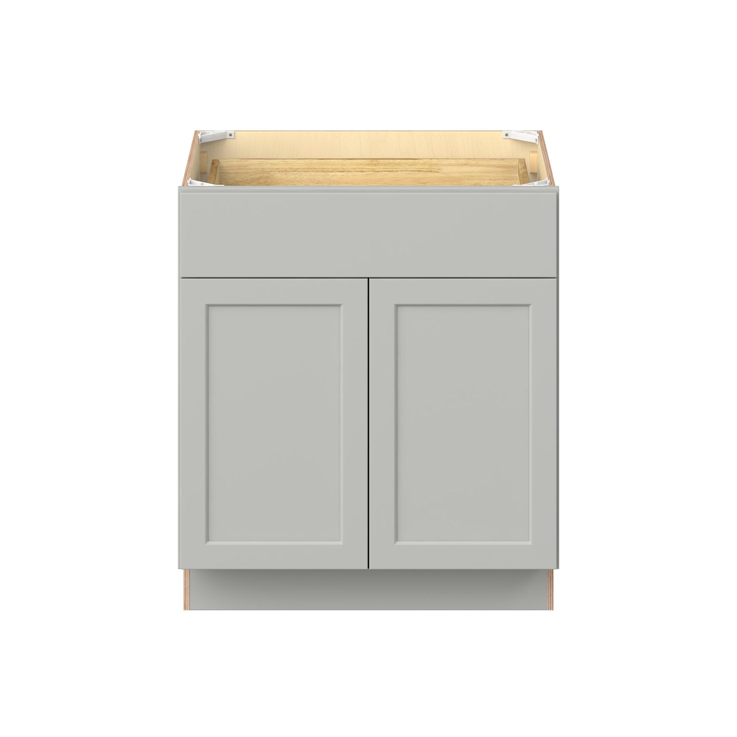Baxley 30 in. Painted Whisper Gray Door and Drawer Base Cabinet