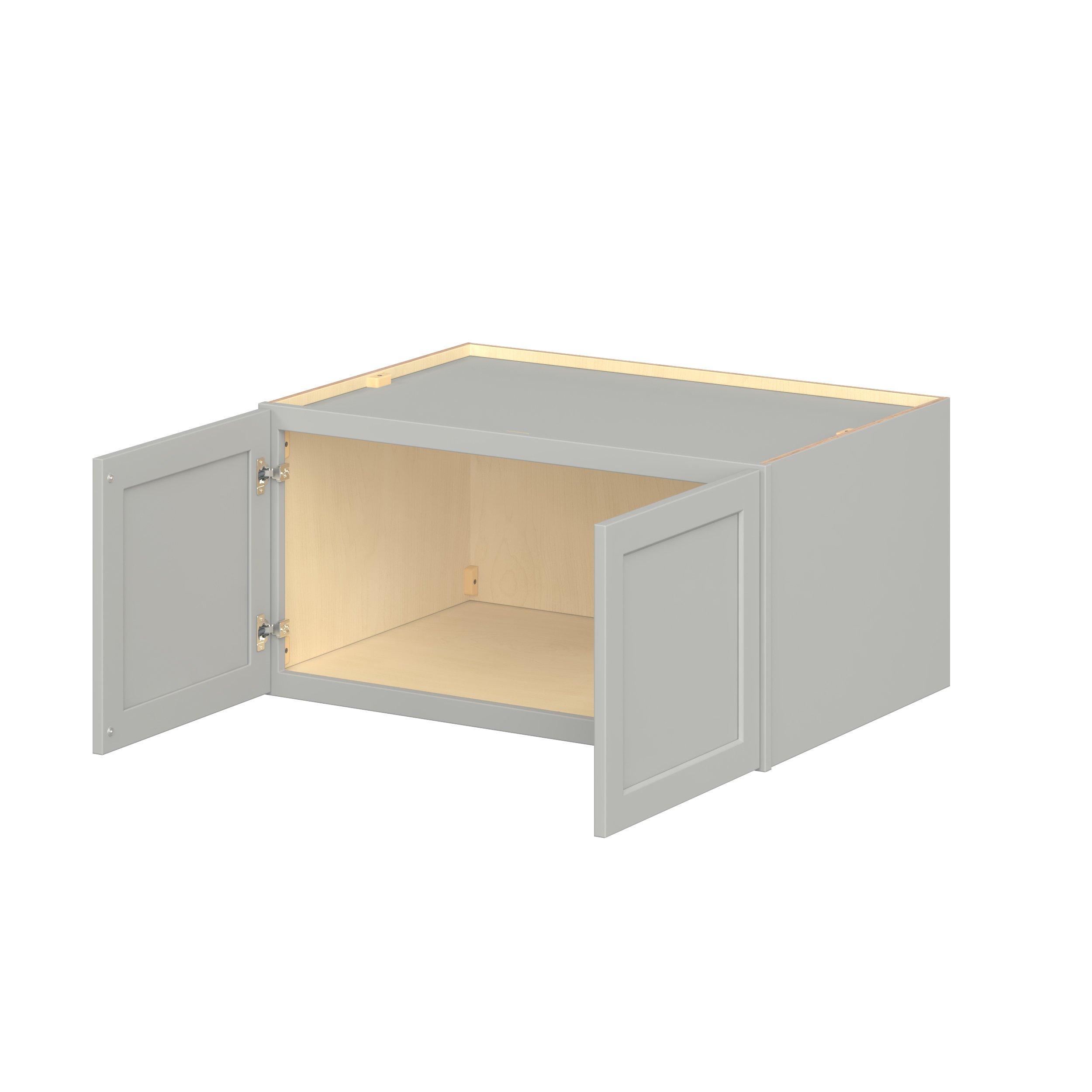 Baxley 36 in. Painted Whisper Gray Bridge Wall Cabinet