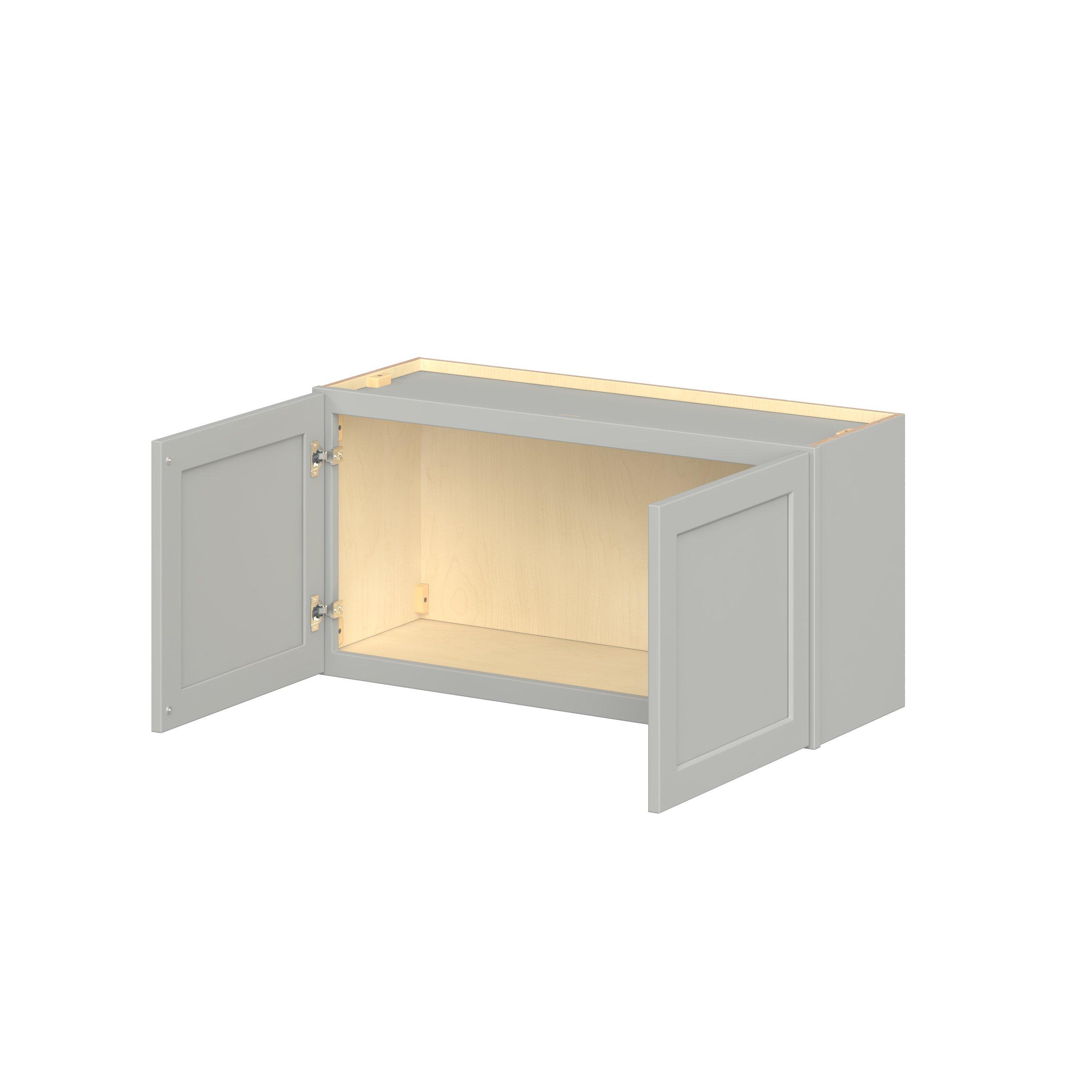 Baxley 36 in. Painted Whisper Gray Bridge Wall Cabinet