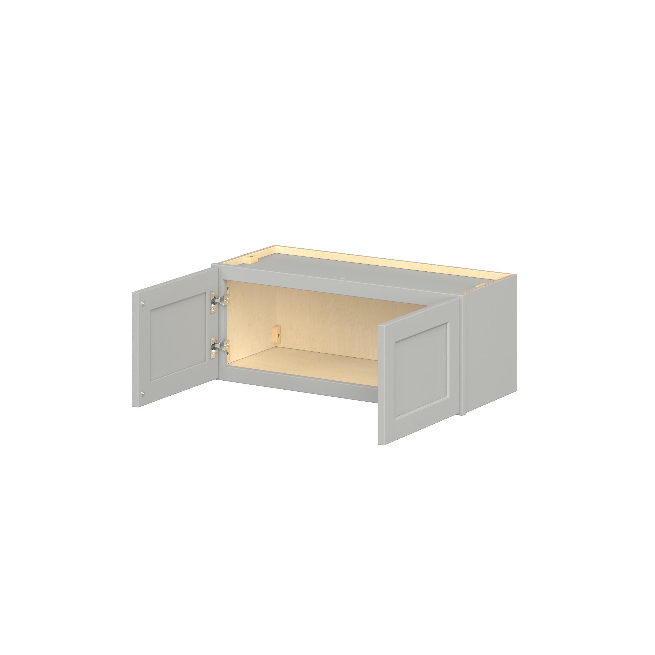 Baxley 30 in. Painted Whisper Gray Bridge Wall Cabinet