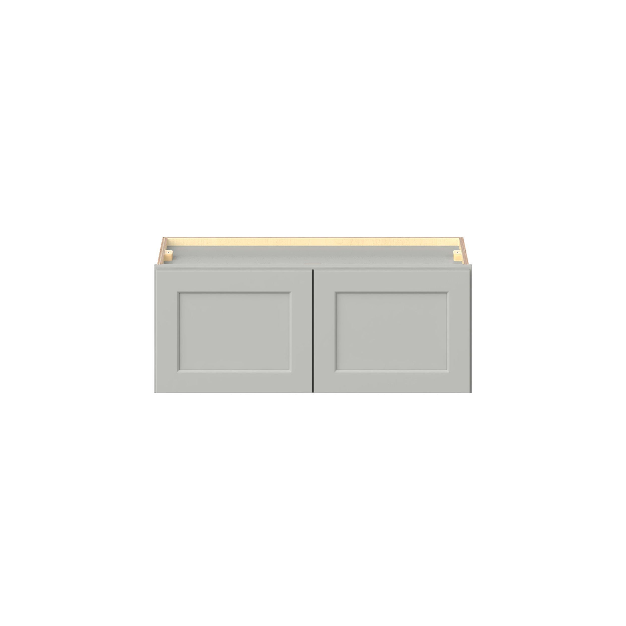 Baxley 30 in. Painted Whisper Gray Bridge Wall Cabinet